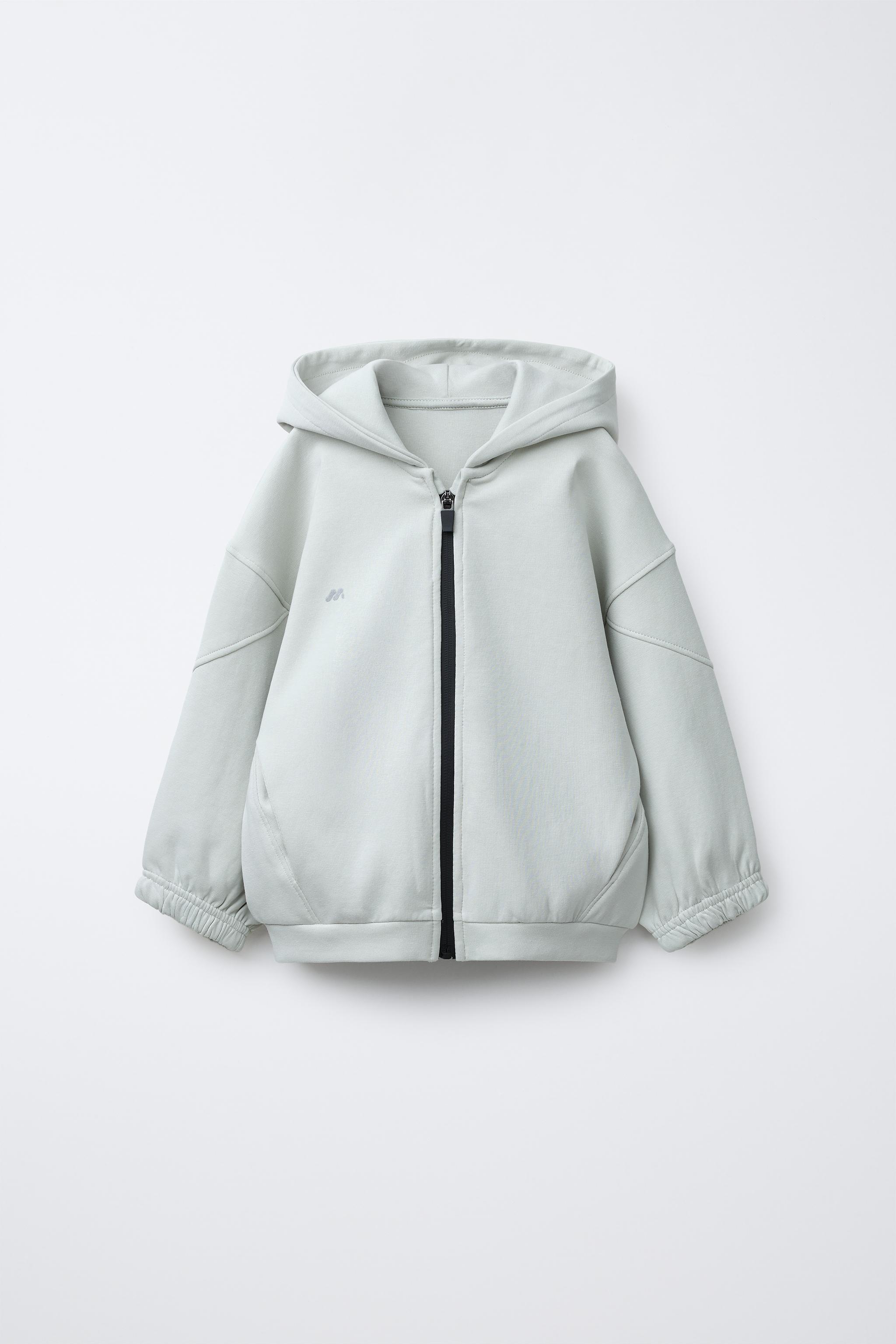LOGO HOODED INTERLOCK ZIP-UP SWEATSHIRT