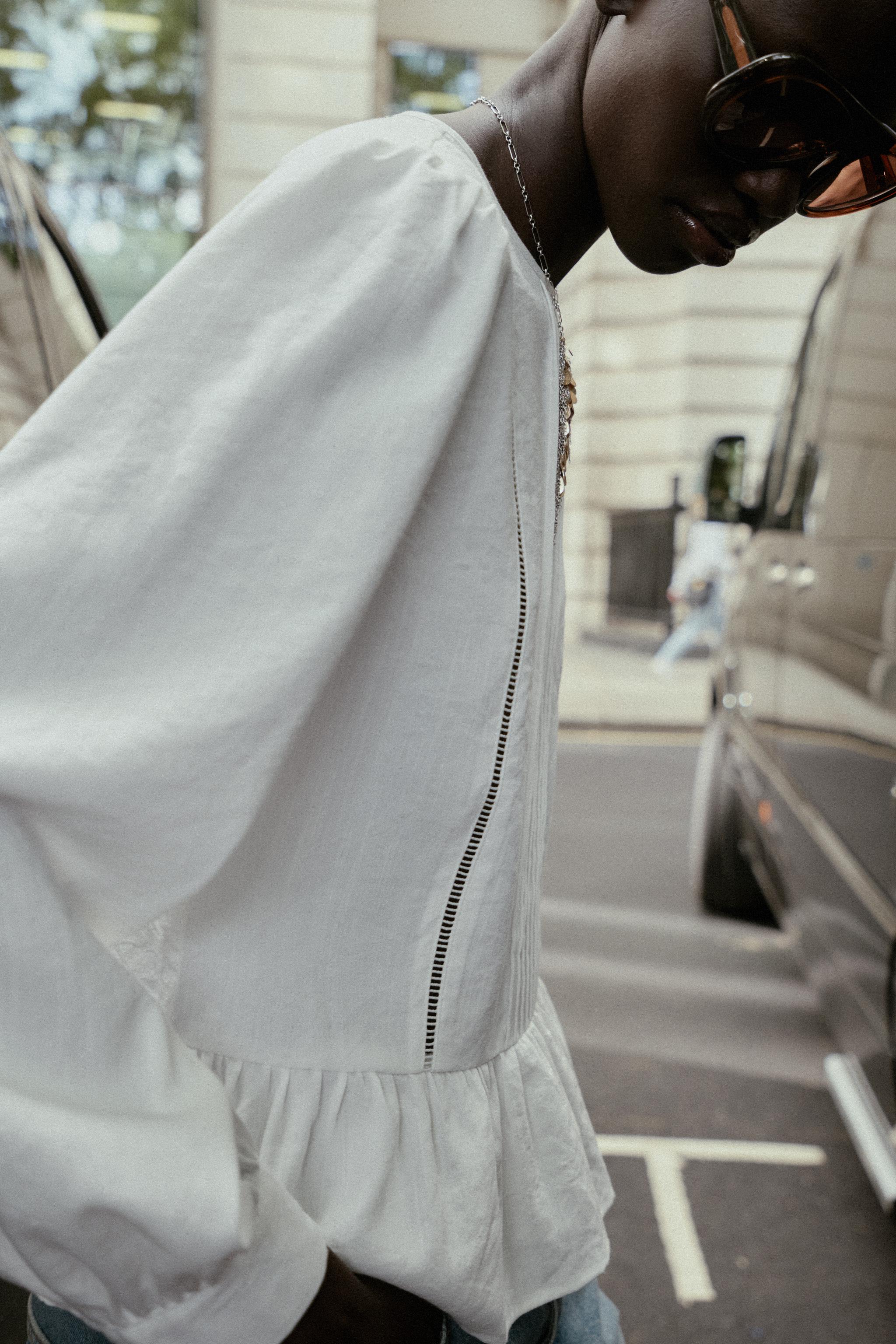 LACE TRIM PEPLUM BLOUSE