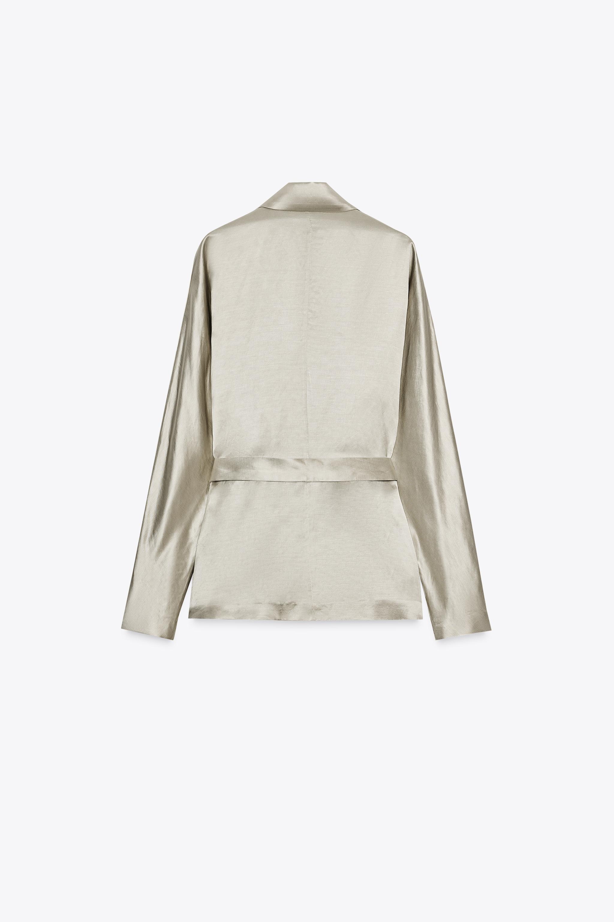 SATIN EFFECT BLAZER WITH BELT ZW COLLECTION LIMITED EDITION