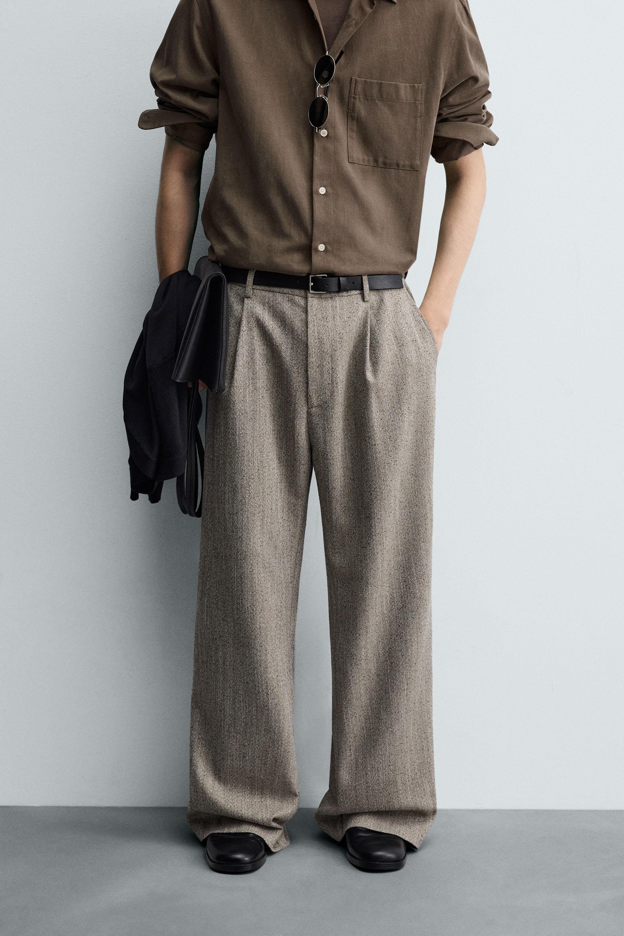 TEXTURED HERRINGBONE PANTS