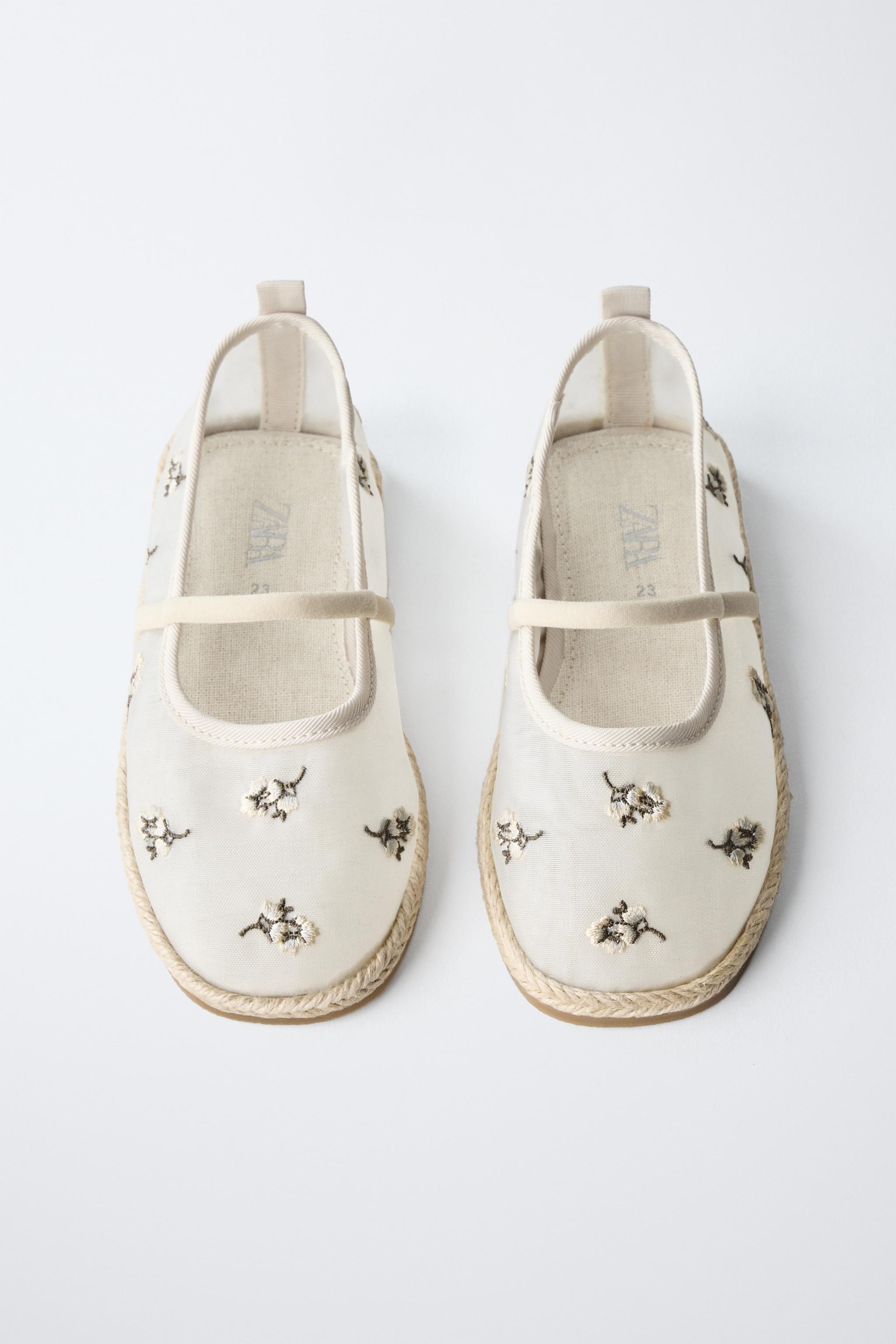 EMBROIDERED JUTE BALLET FLATS