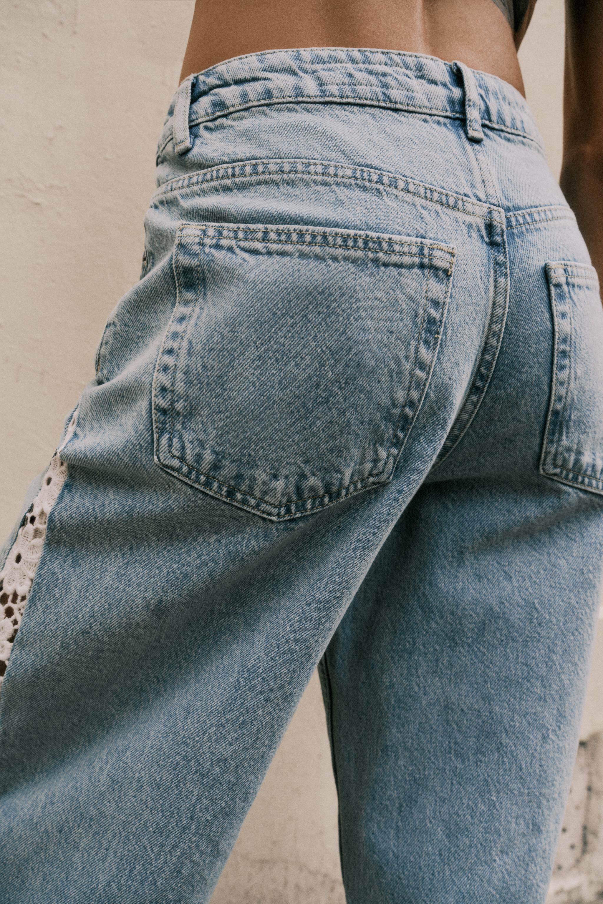 Z1975 HIGH WAIST WIDE LEG JEANS WITH CROCHET DETAIL