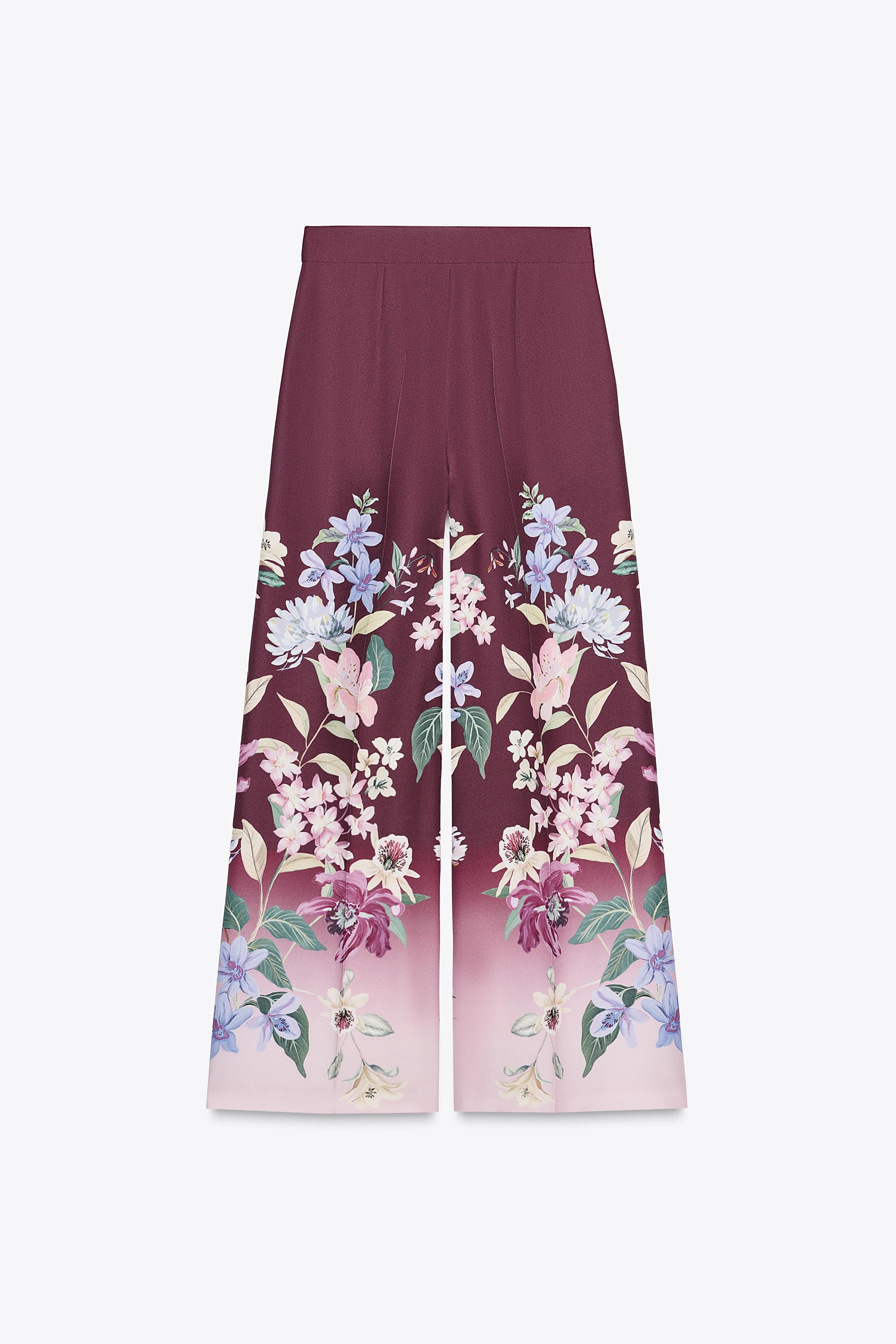 FLORAL PRINT WIDE LEG PANTS
