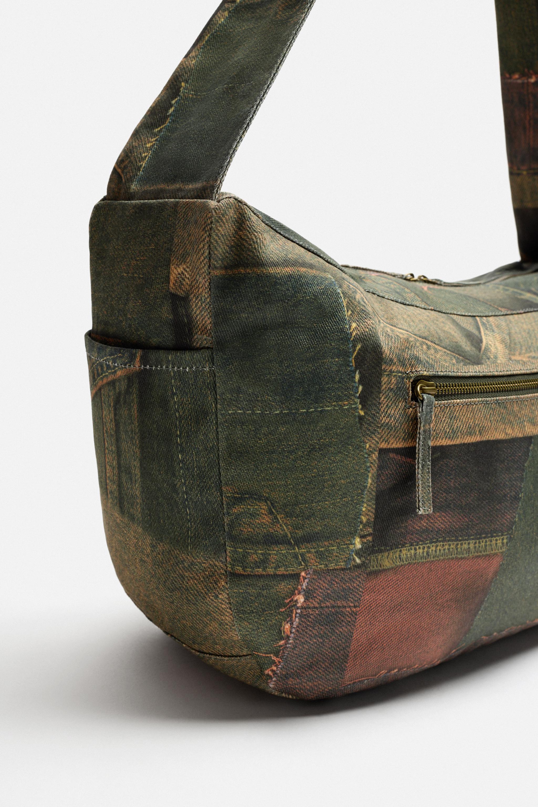 DENIM PRINT SHOULDER BAG