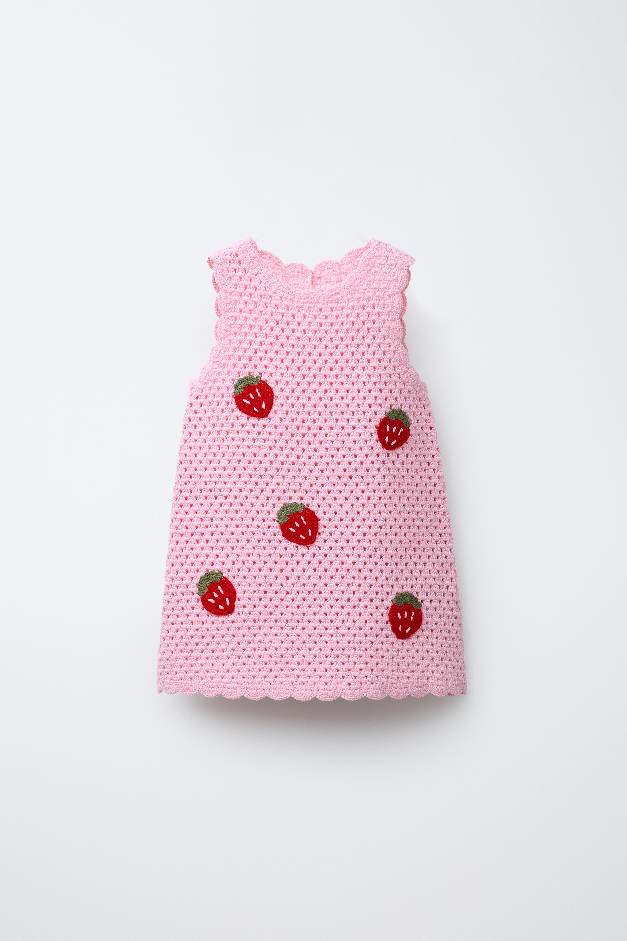 STRAWBERRY CROCHET KNIT DRESS