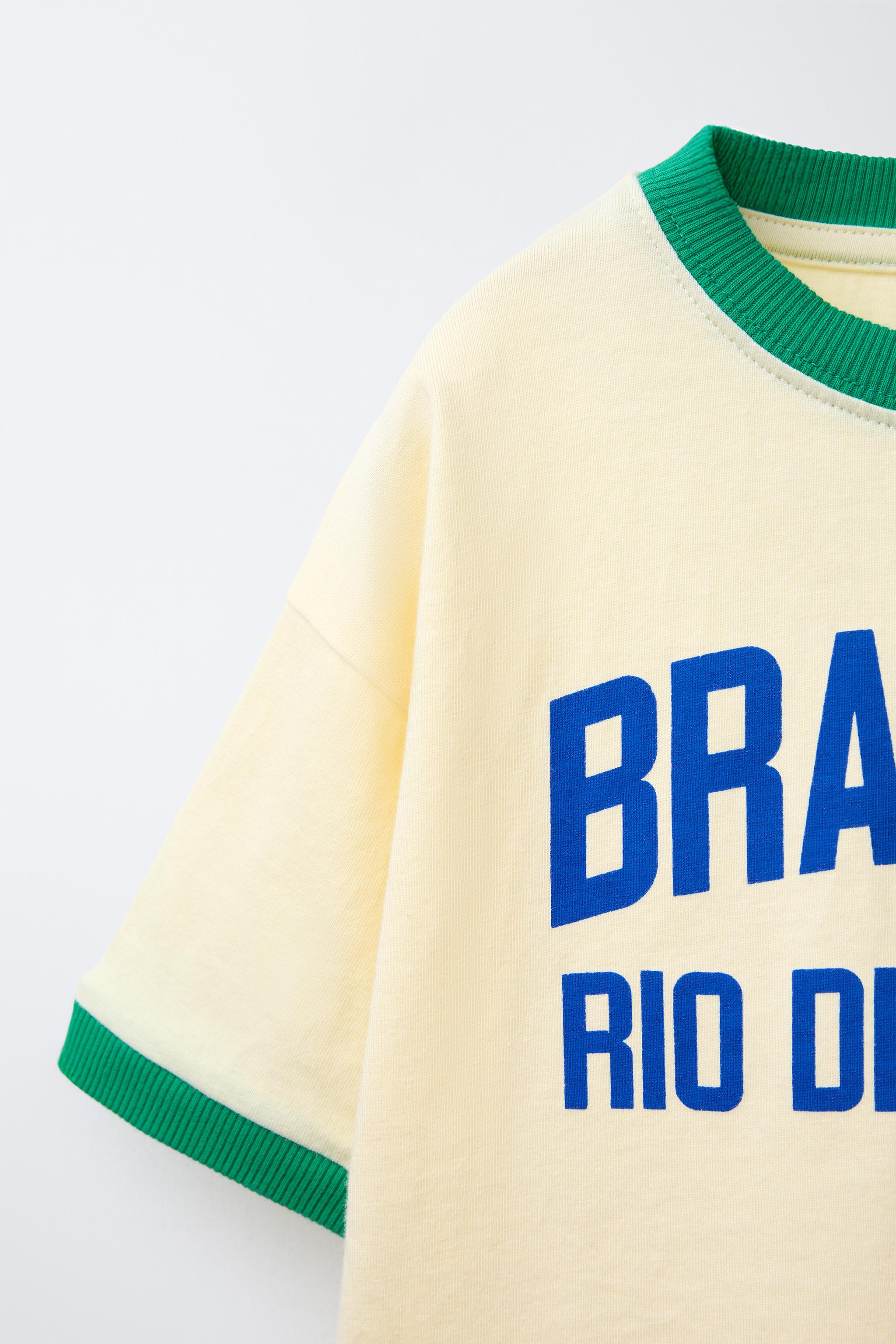 CONTRAST TRIM TEXT T-SHIRT