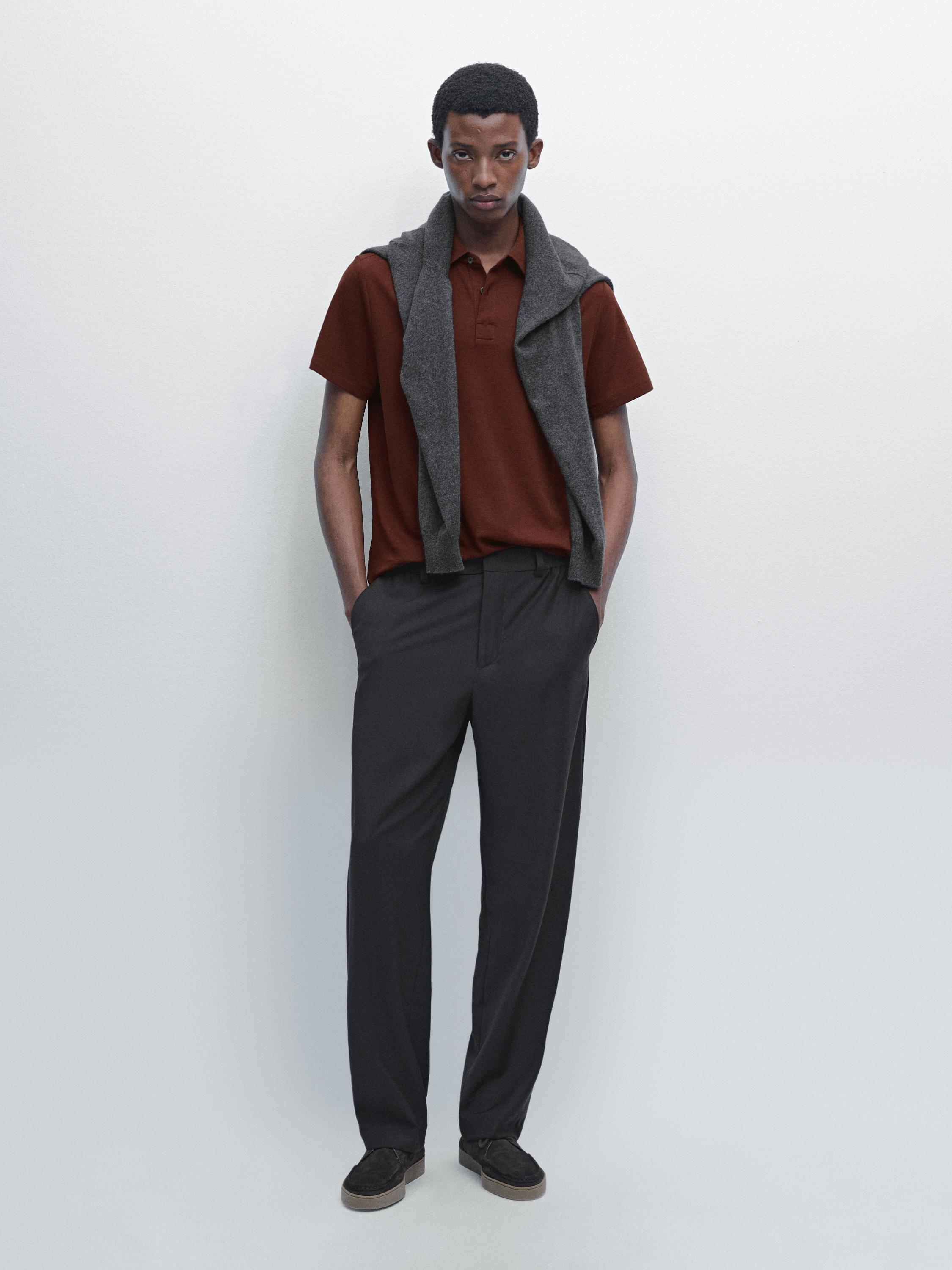 Cotton blend short sleeve polo shirt