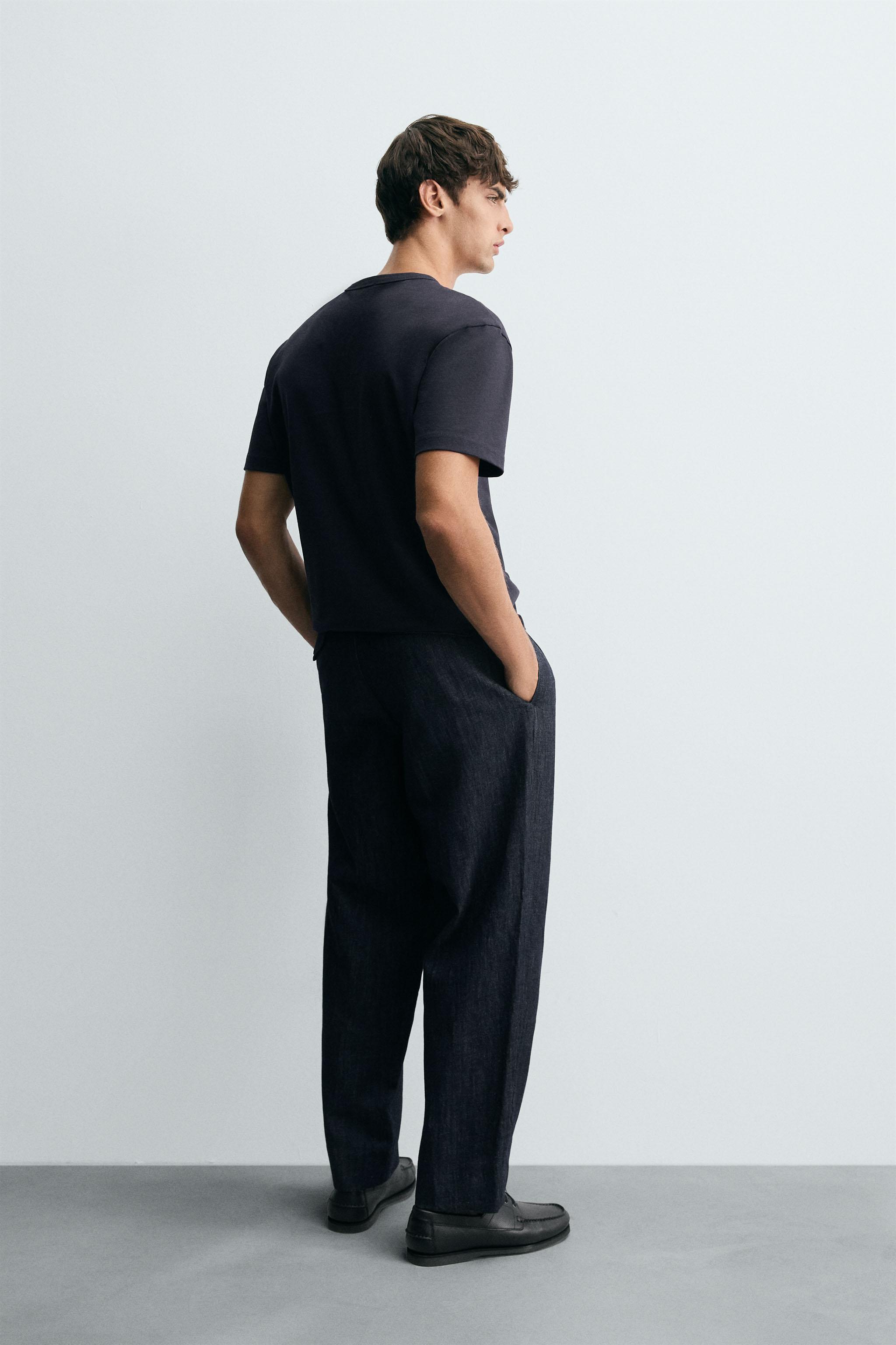 WIDE FIT CROPPED DENIM PANTS