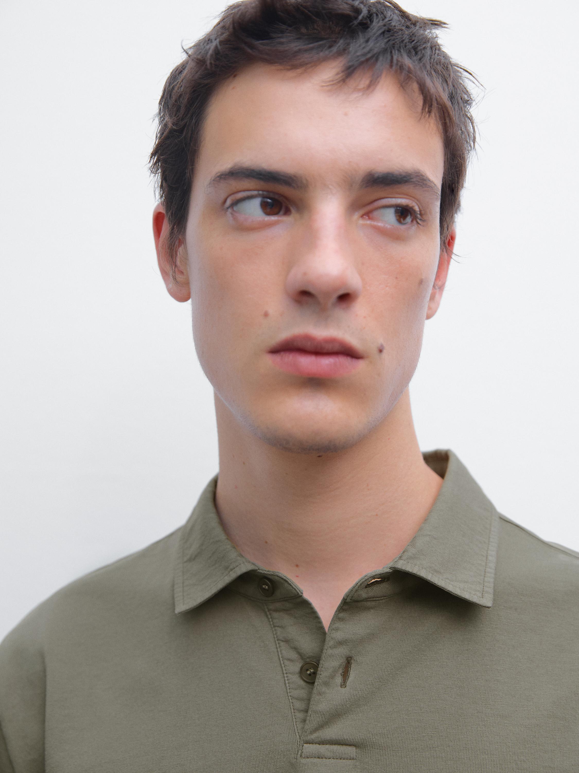 100% cotton distressed-effect polo shirt