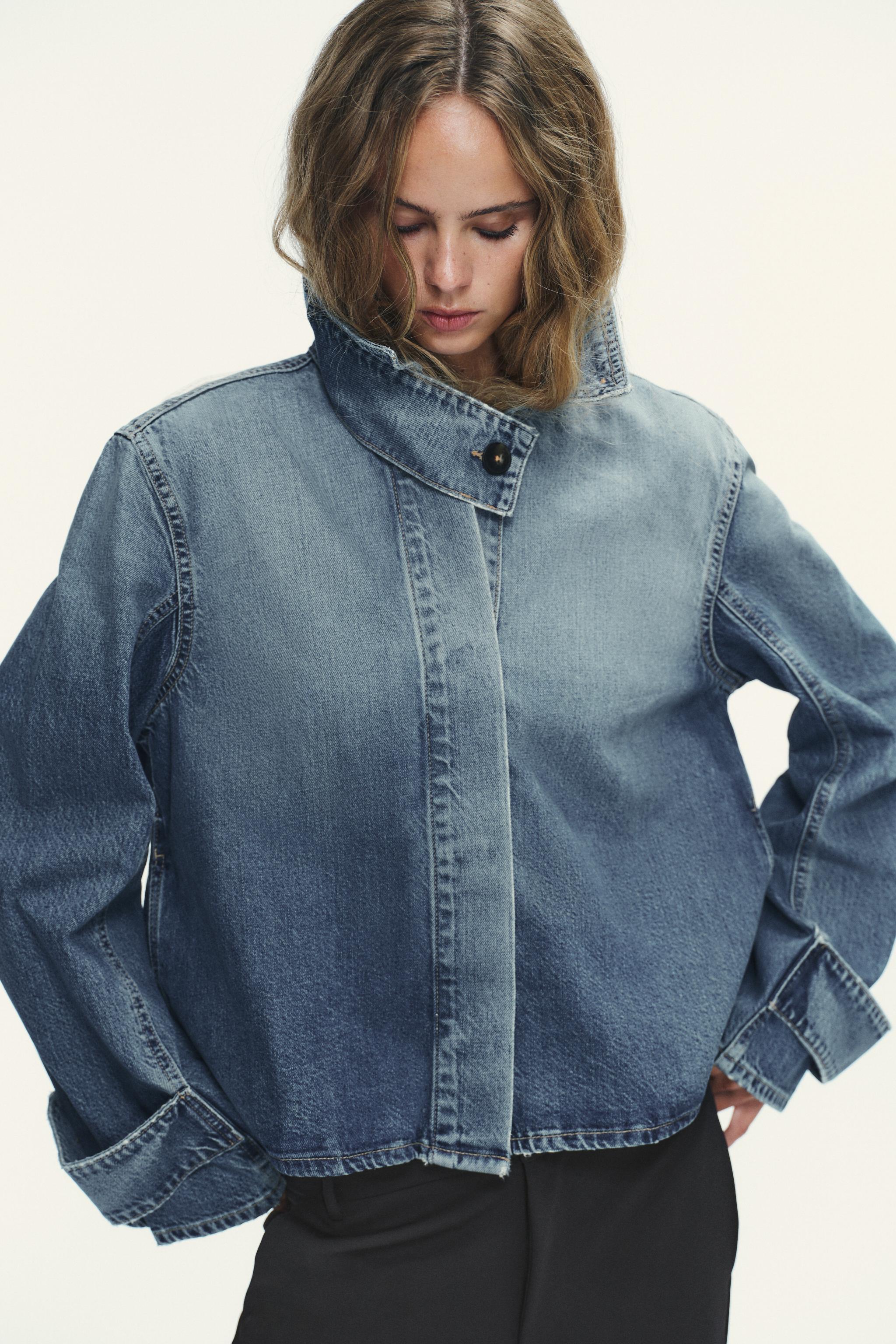 TRF HIGH COLLAR DENIM JACKET