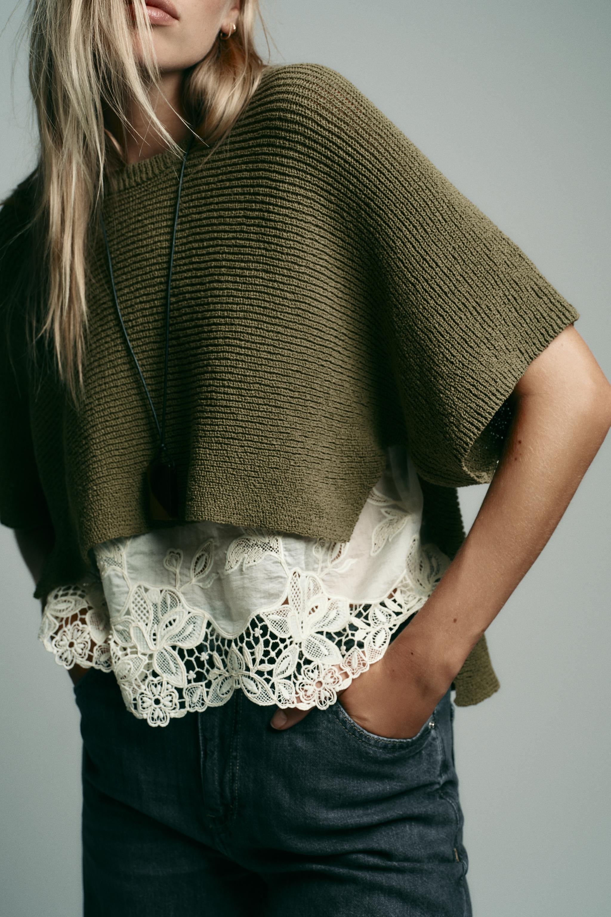 COMBINATION KNIT SWEATER