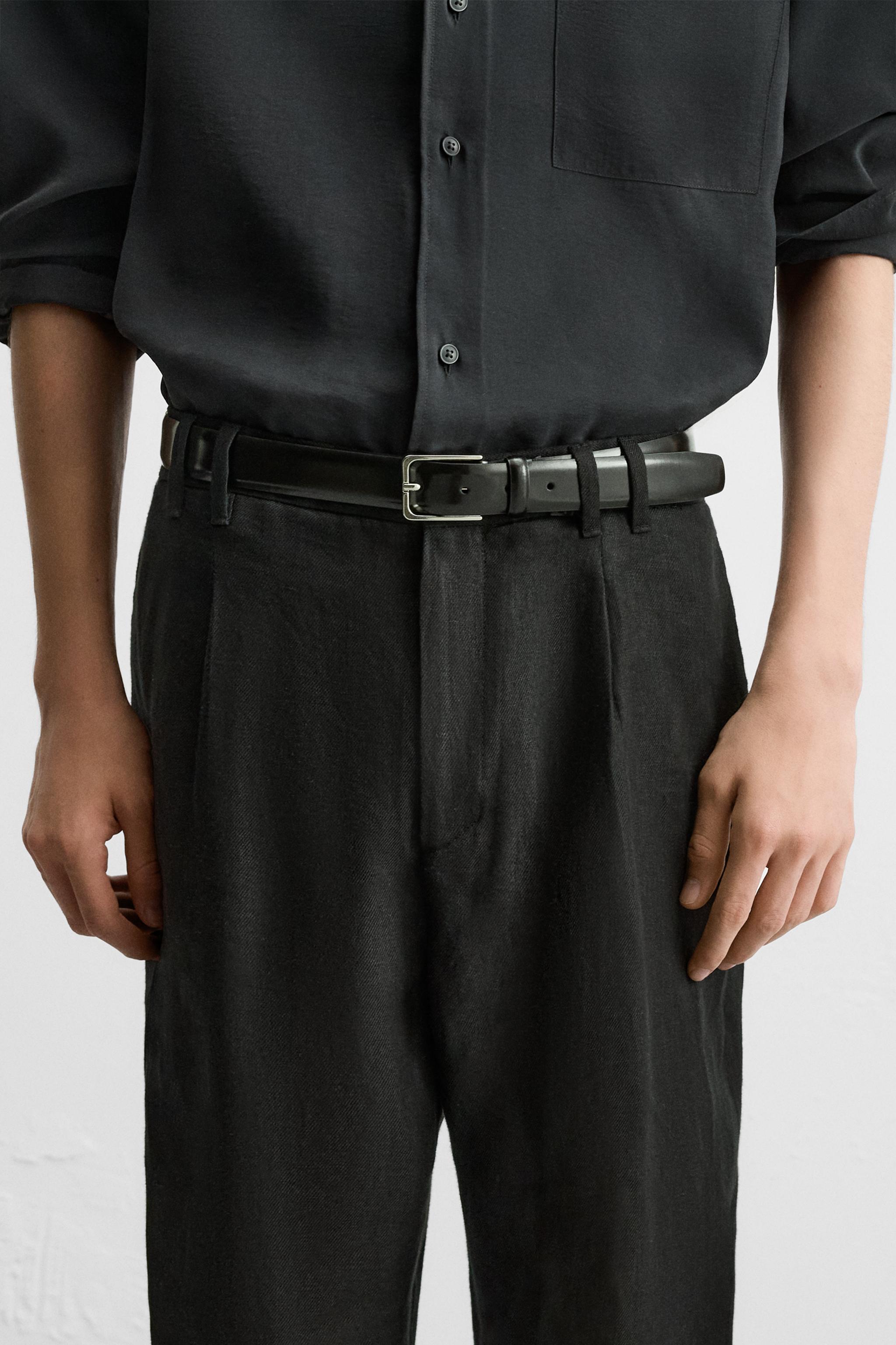 TOPSTITCHED LEATHER BELT