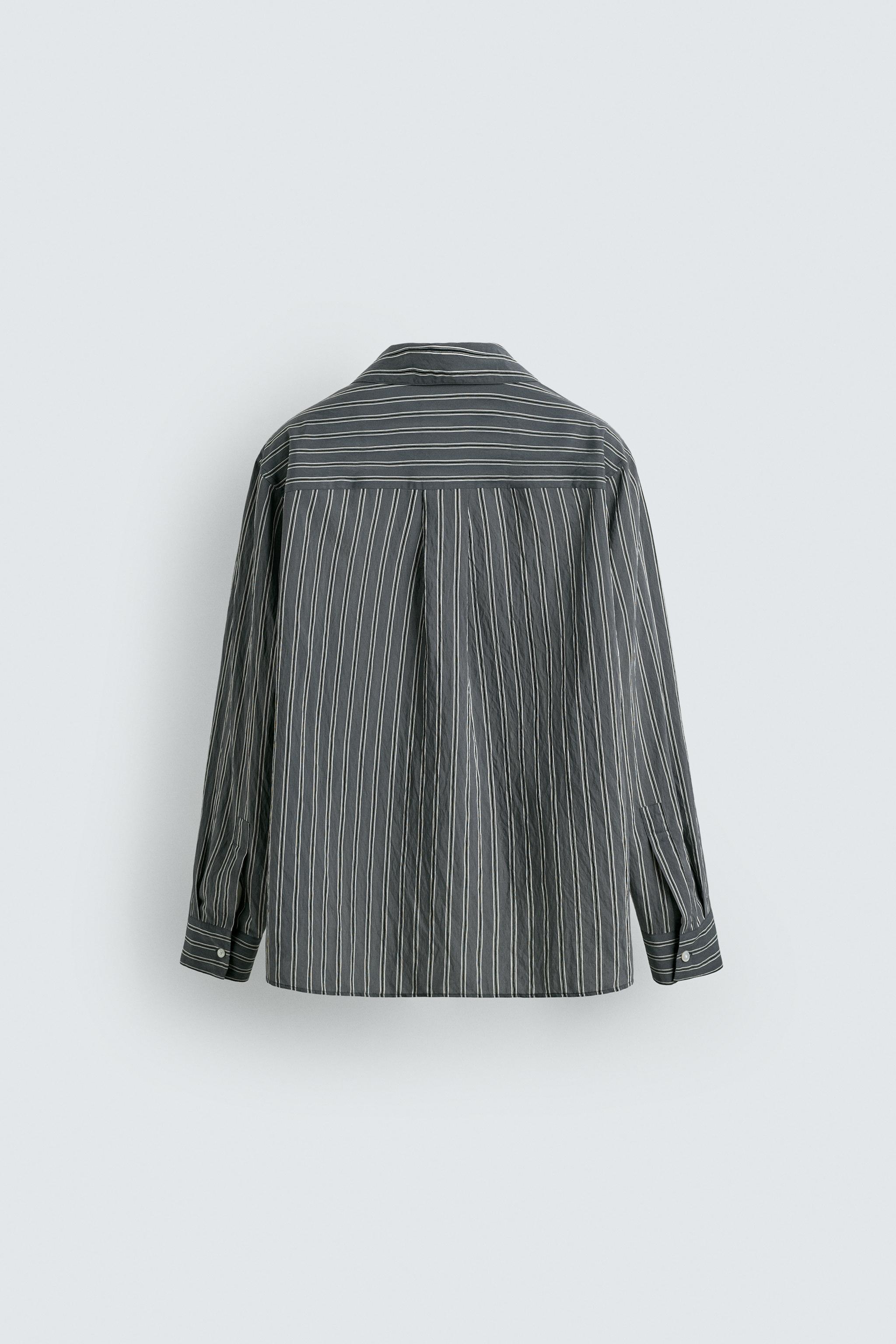 FLOWY SHIRT WITH WRINKLED STRIPE EFFECT