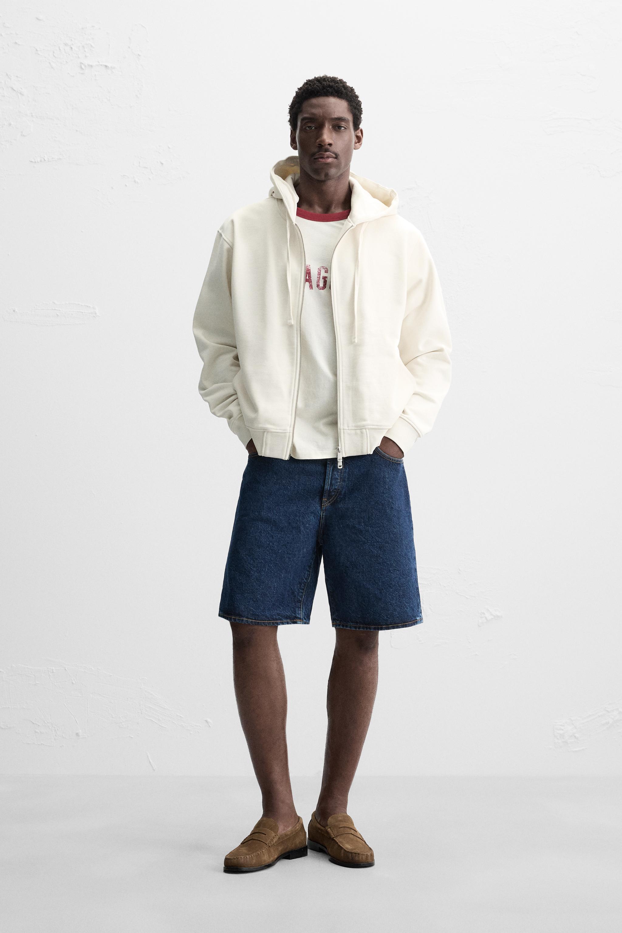 BASIC HOODED ZIP-UP SWEATSHIRT