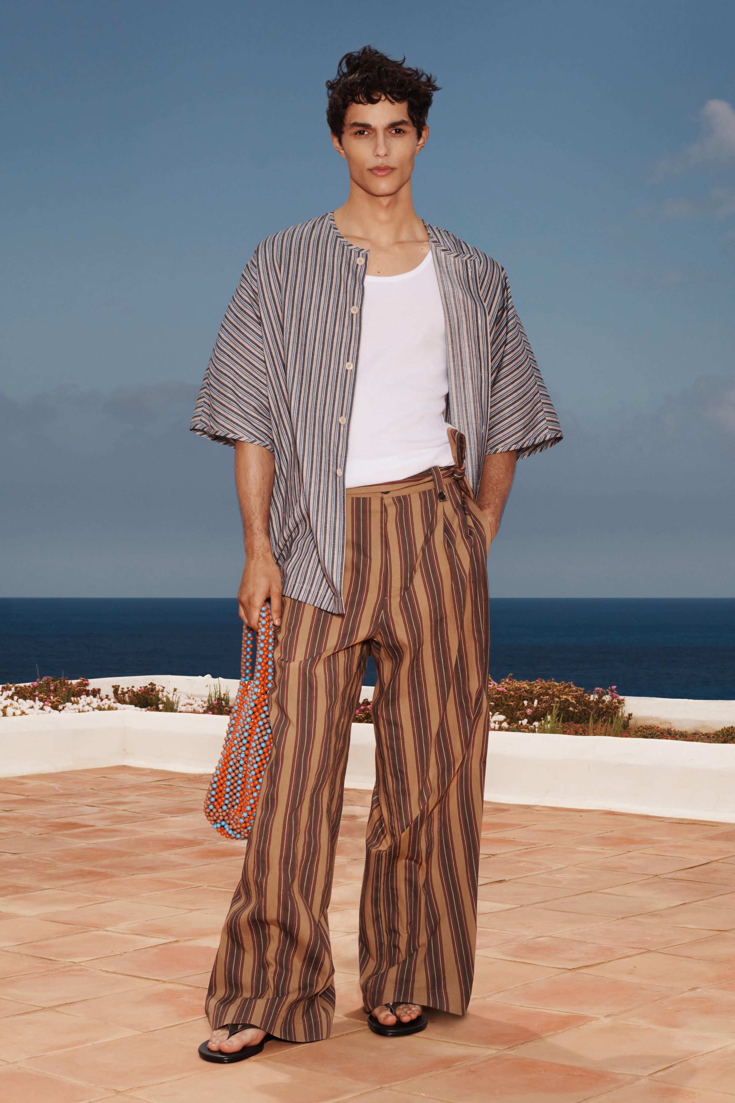 LIMITED EDITION STRIPED BELTED PANTS
