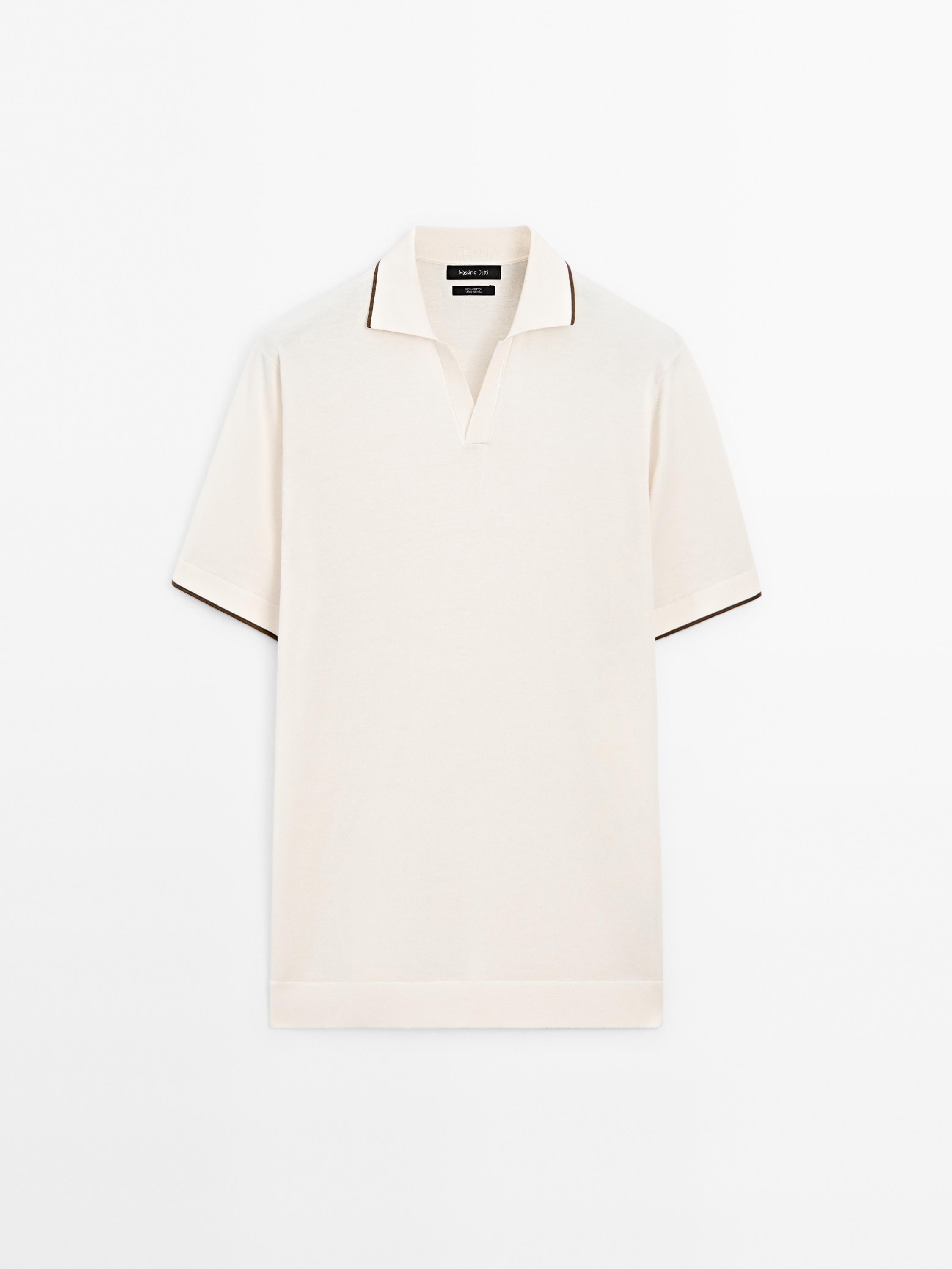 Knit polo shirt with contrast detail