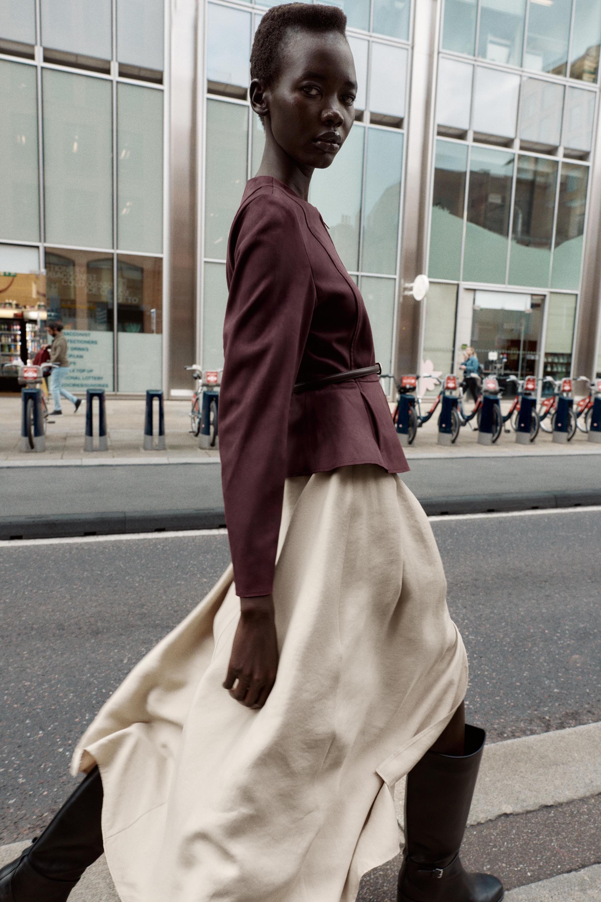 FAUX SUEDE BELTED PEPLUM JACKET