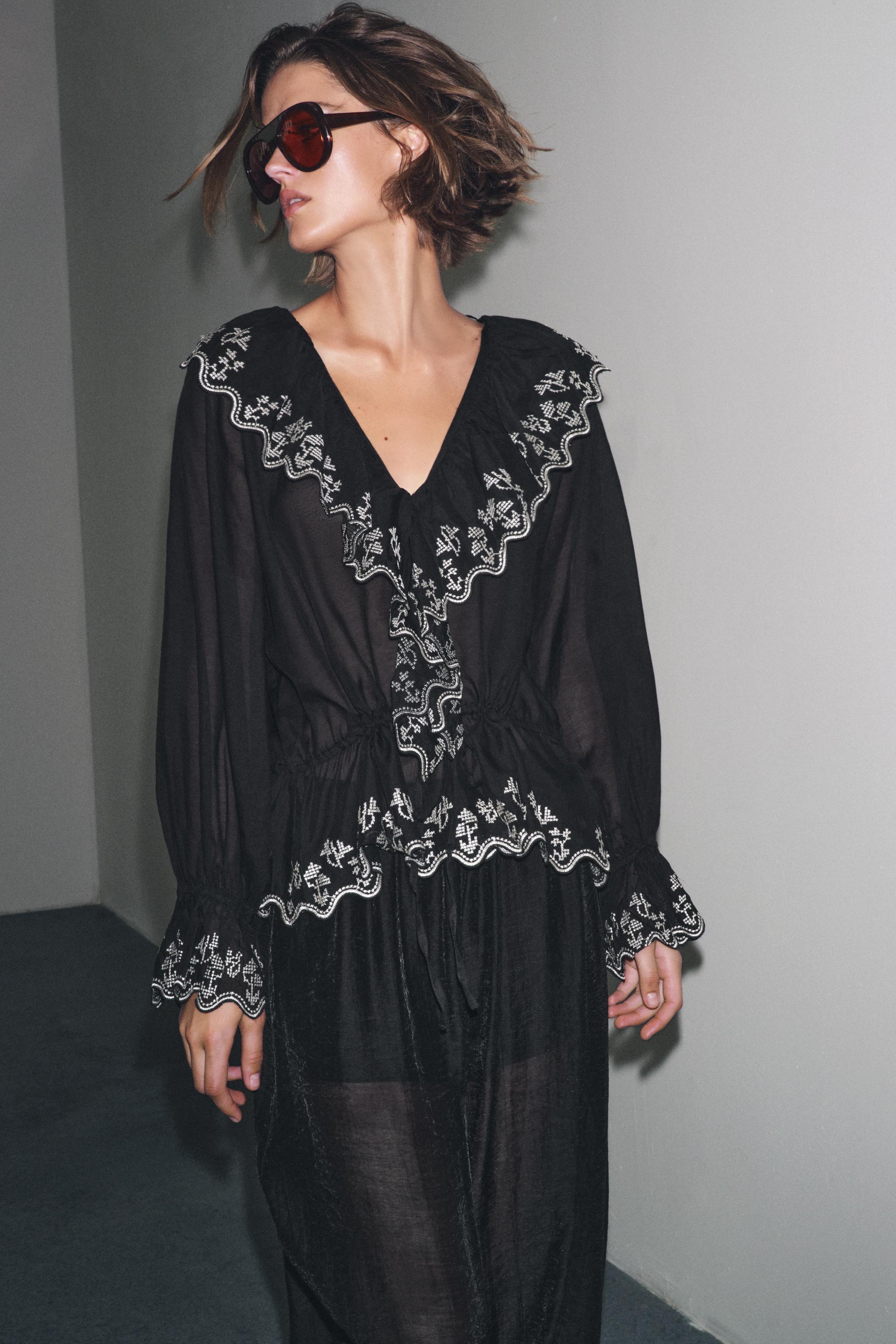 EMBROIDERED RUFFLED BLOUSE ZW COLLECTION