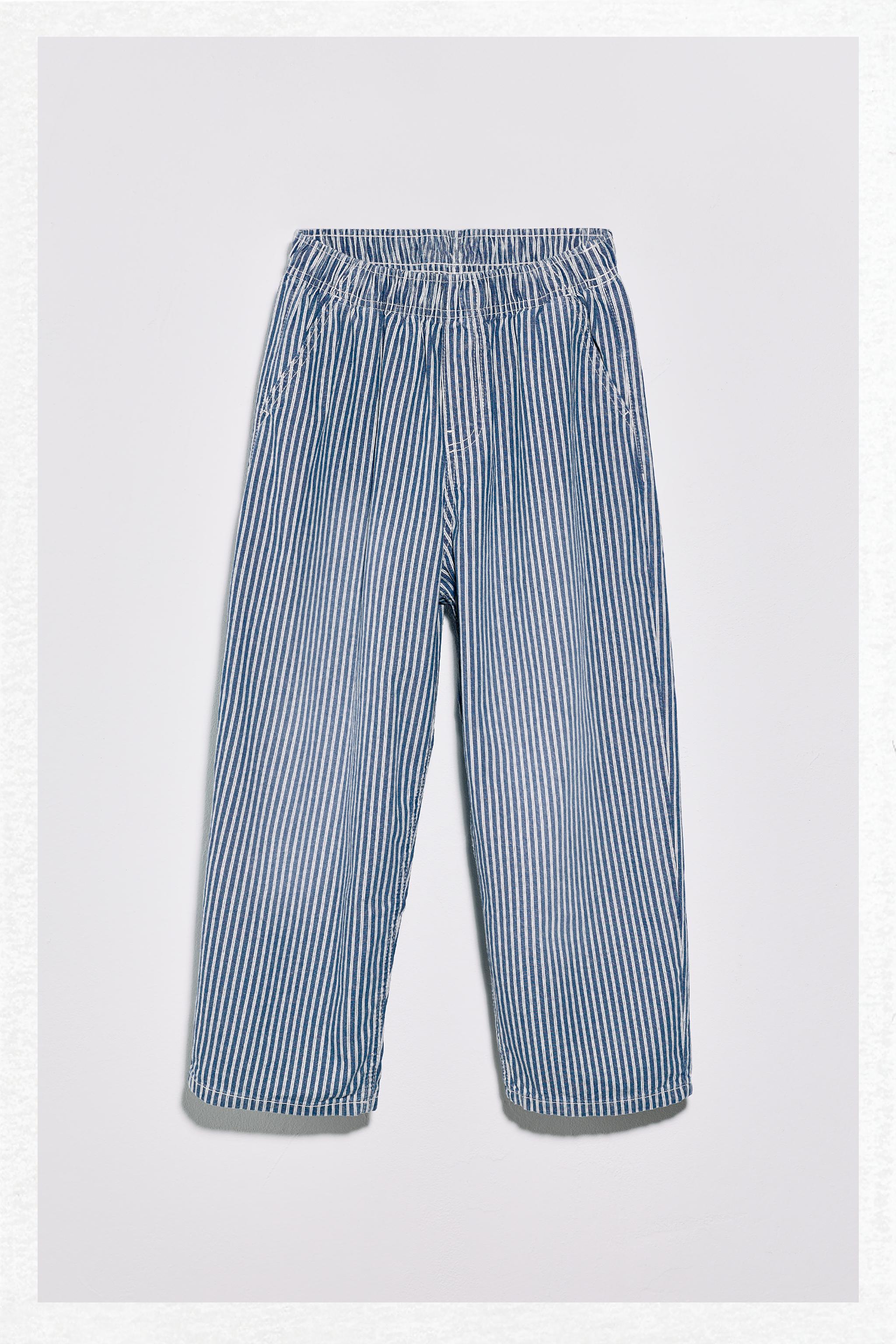 STRIPED BALLOON DENIM PANTS
