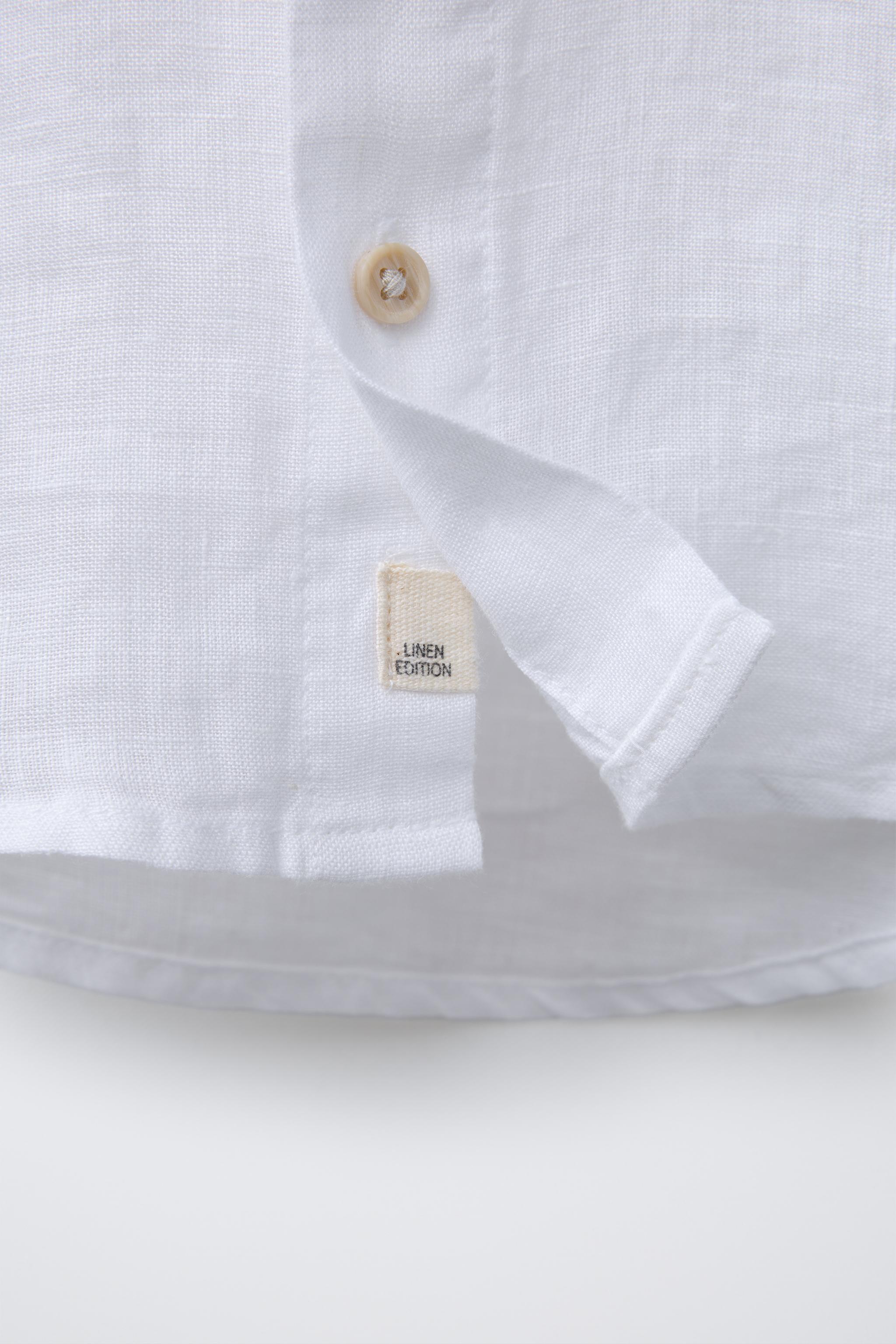 LINEN MANDARIN COLLAR SHIRT