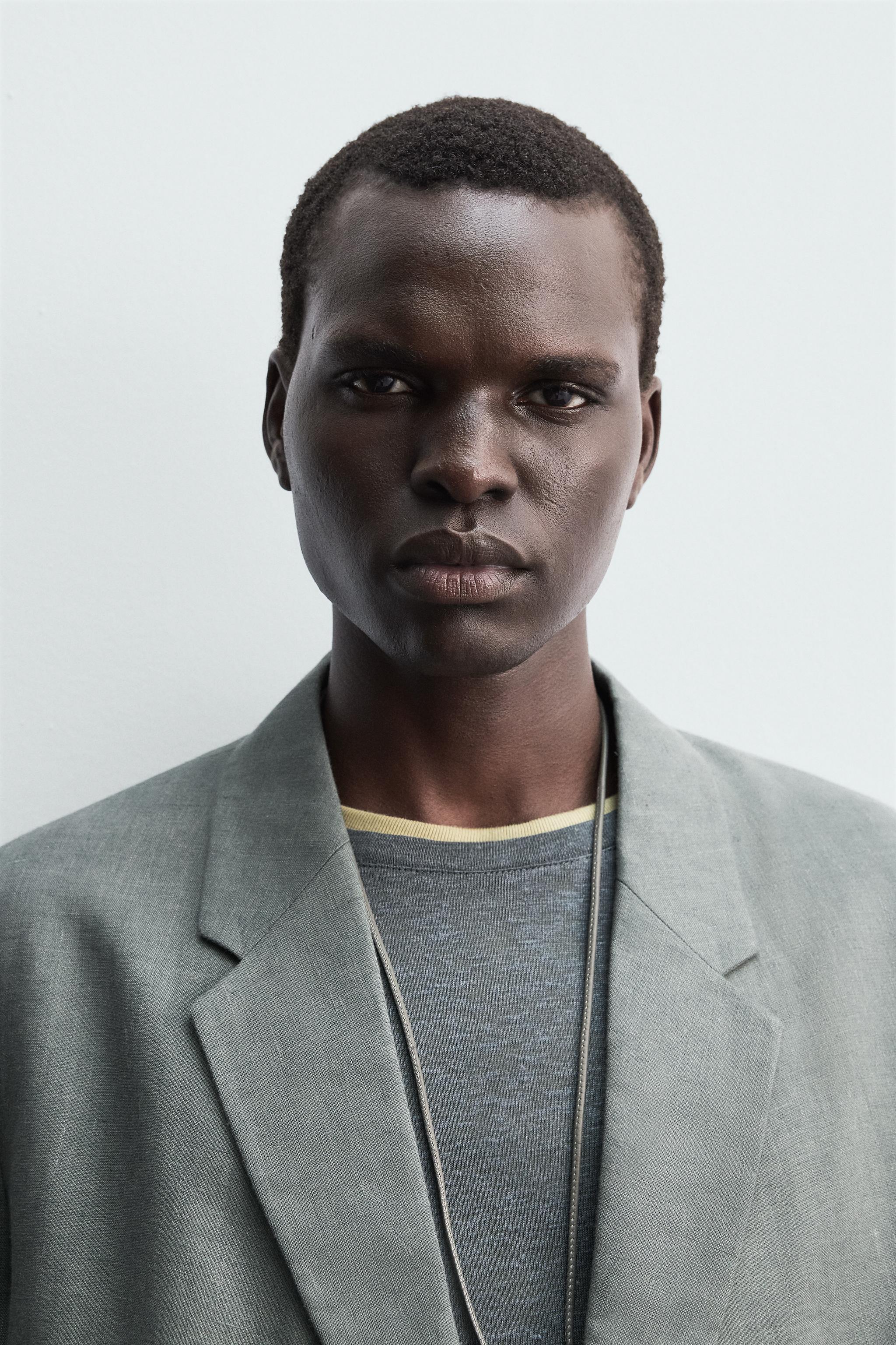 100% LINEN DOUBLE BREASTED SUIT BLAZER