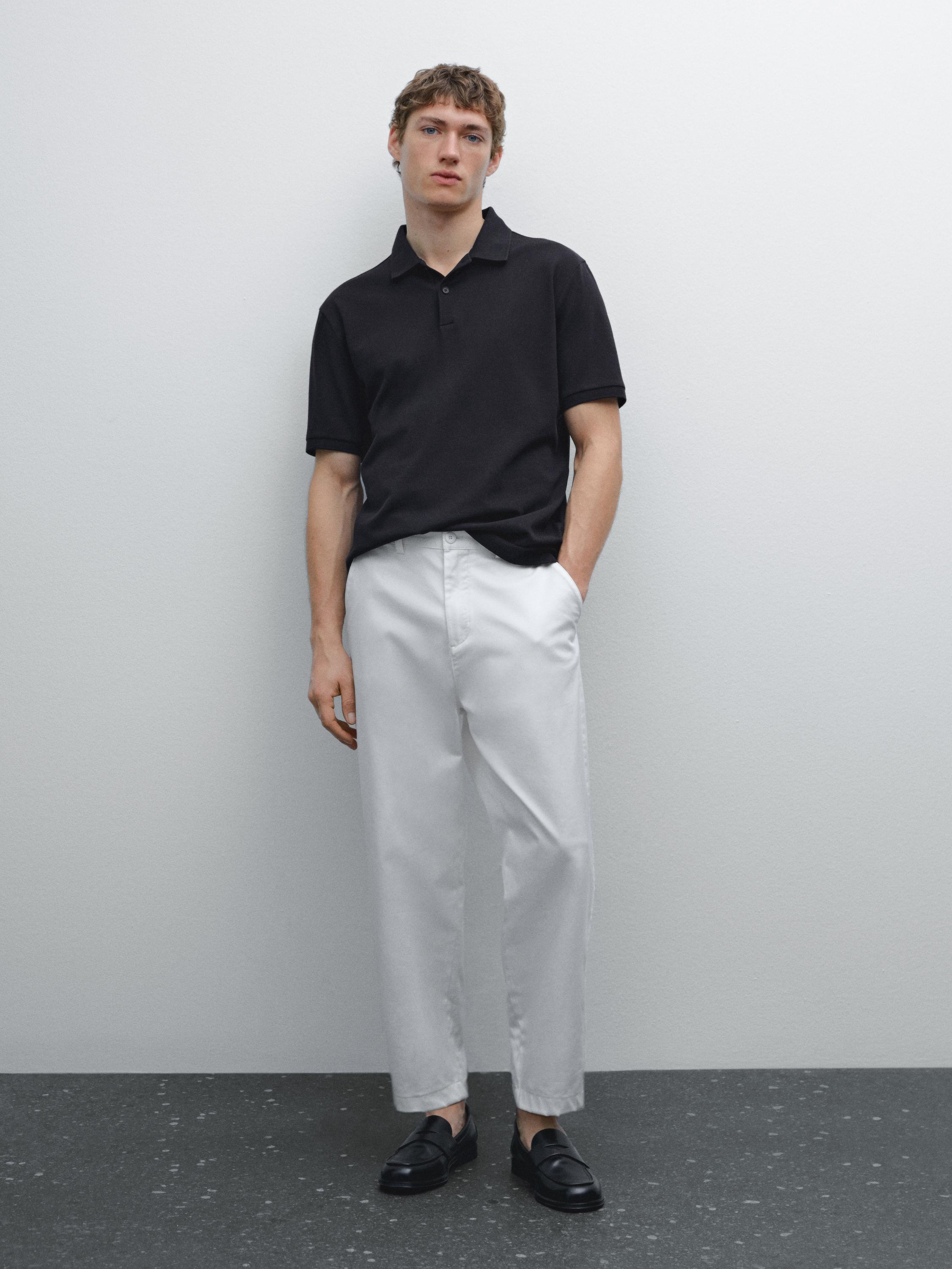 Micro textured piqué cotton polo shirt