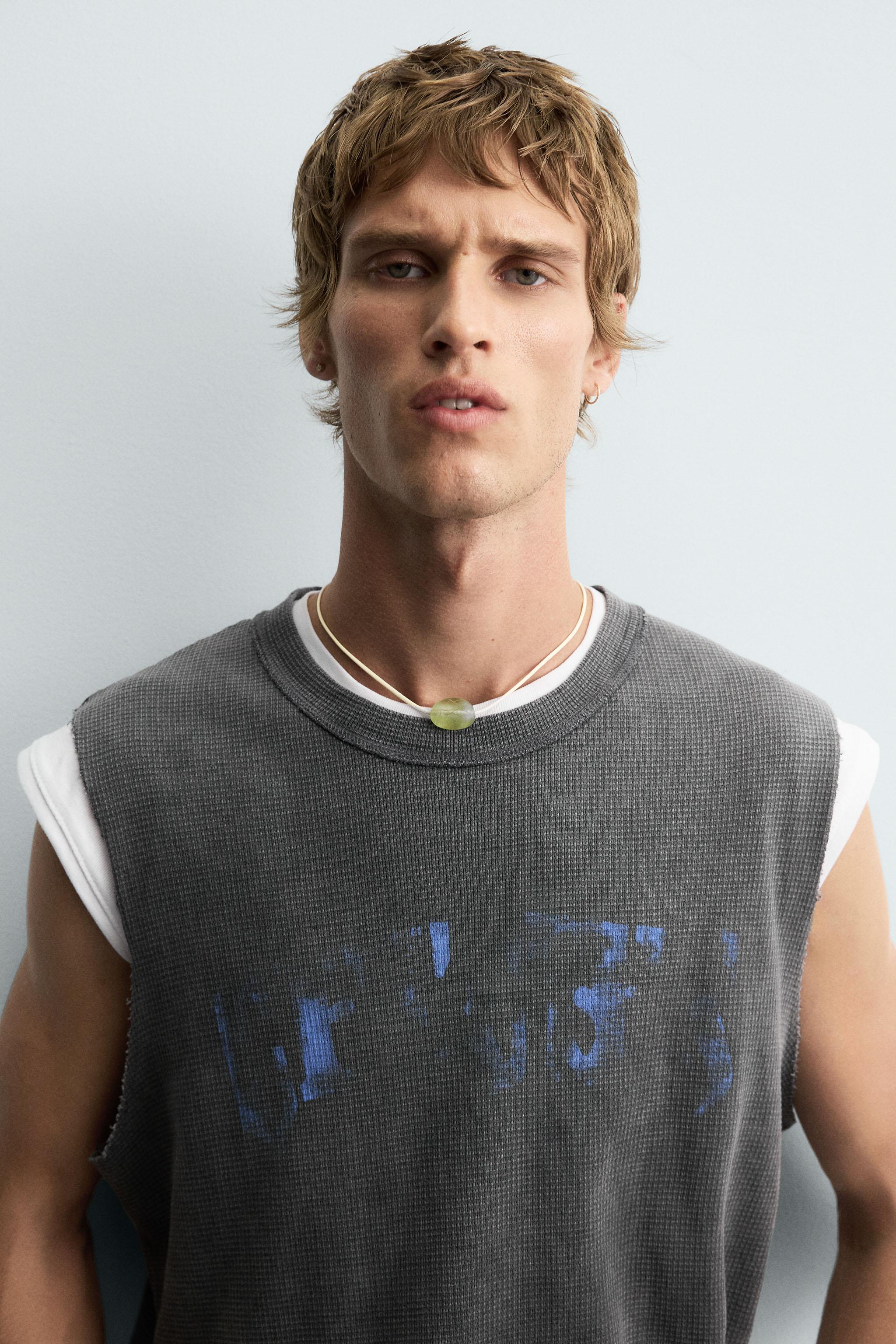 PRINTED WASHED KNIT TANK TOP