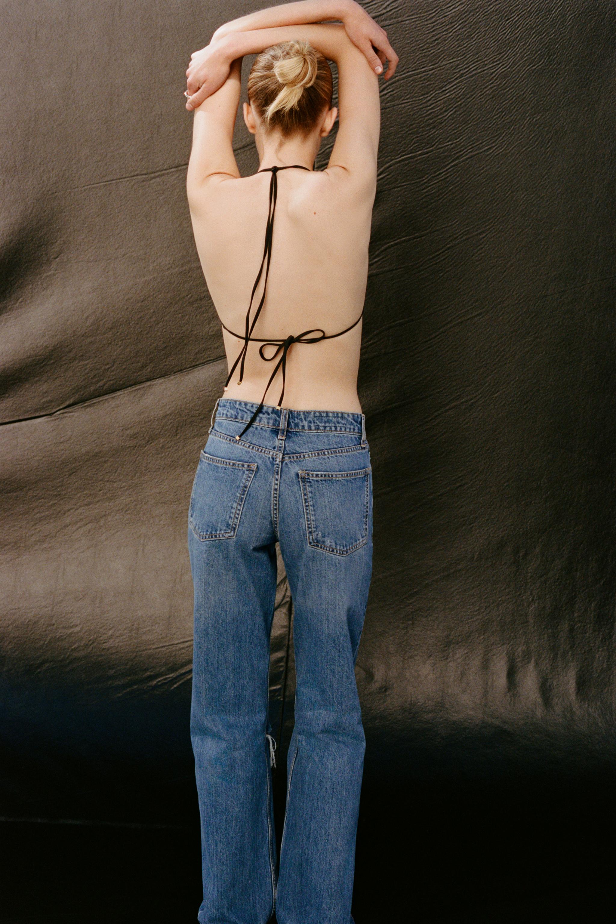 TRF MID-RISE RIPPED WIDE LEG JEANS