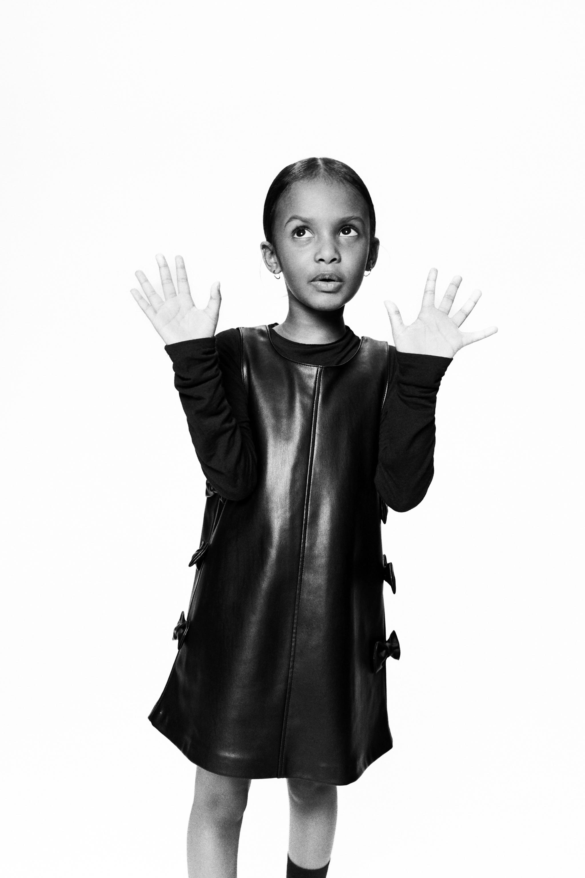 FAUX LEATHER TIE PINAFORE DRESS