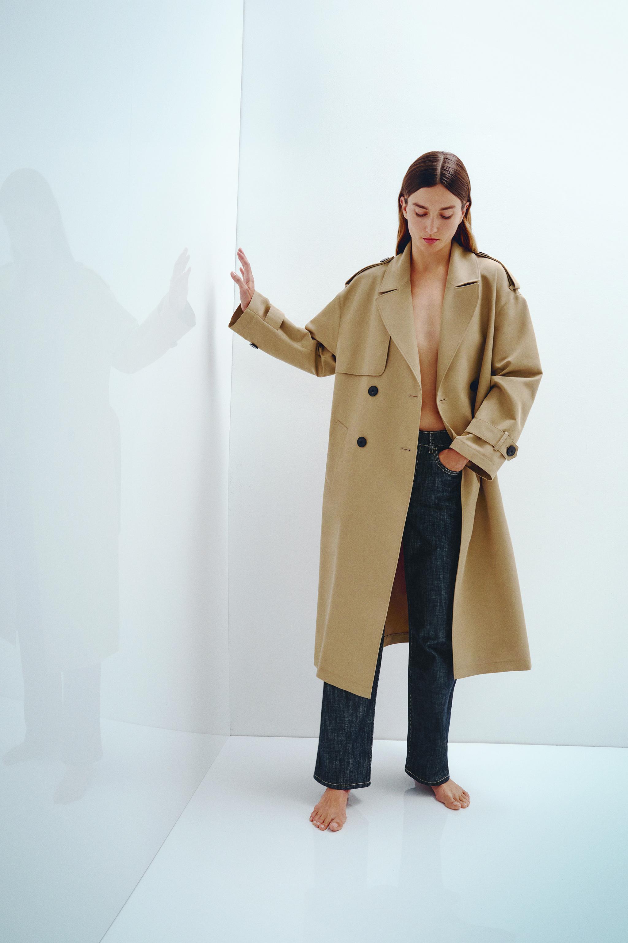BELTED LONG DOUBLE BREASTED TRENCH COAT