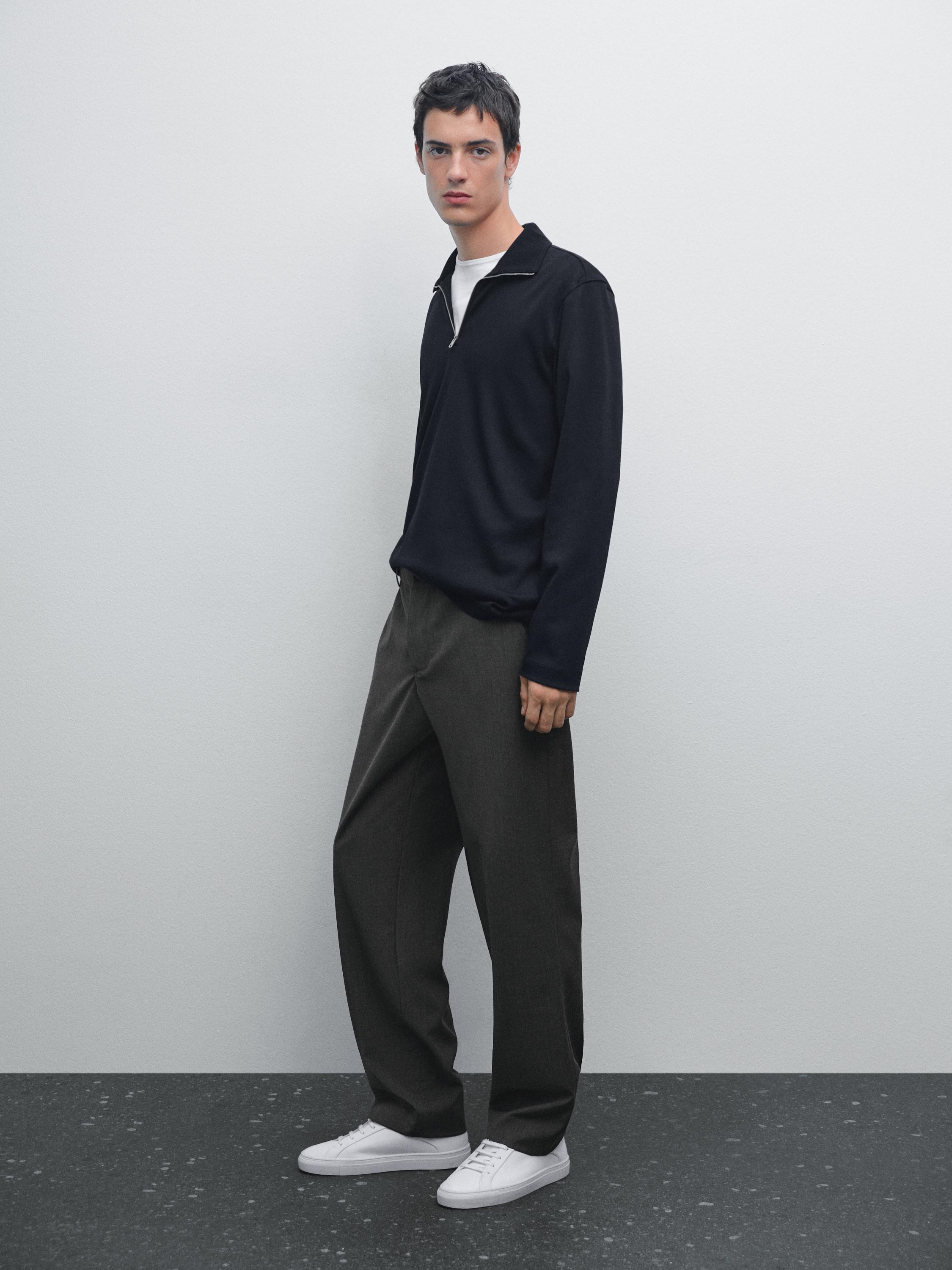 Mock neck quarter zip polo shirt