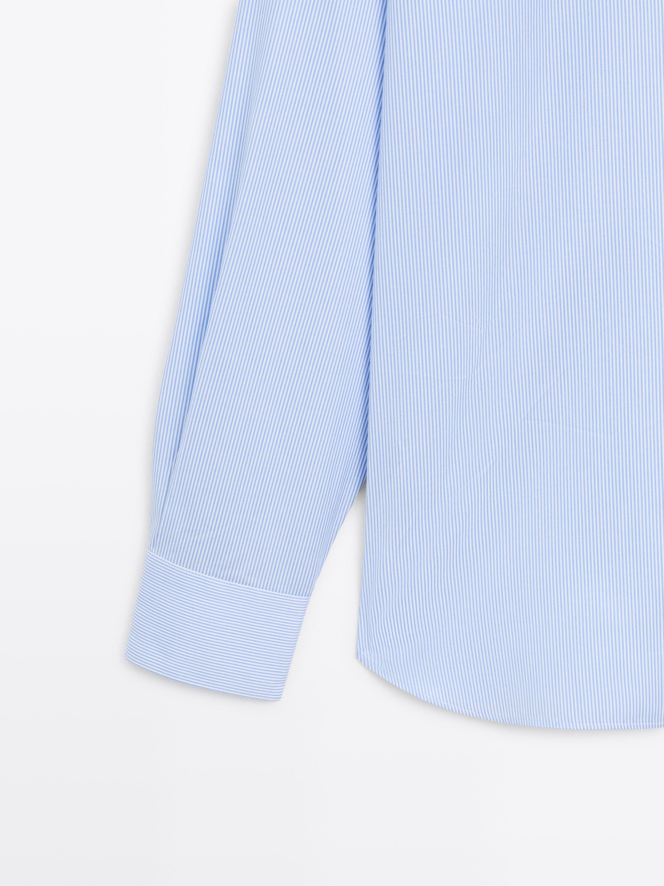 Slim fit striped twill shirt