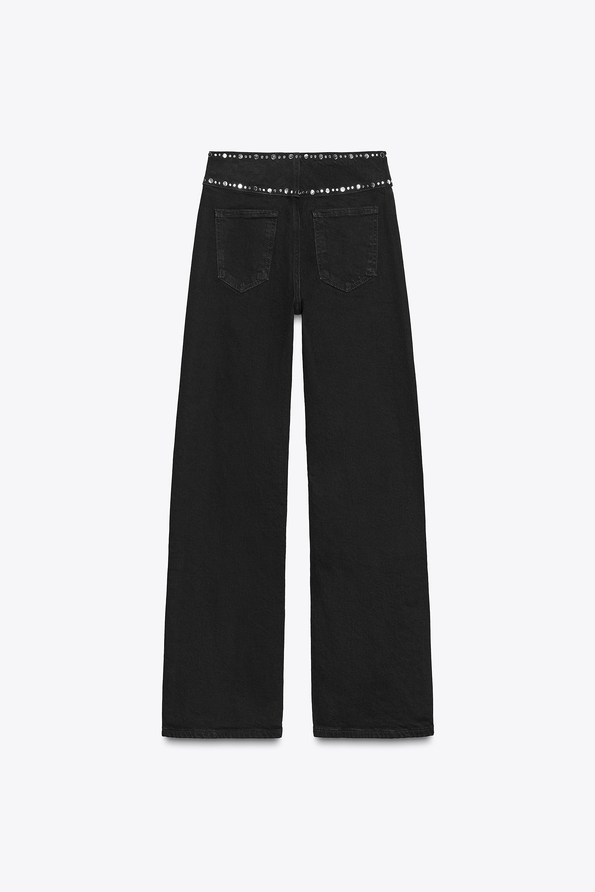 Z1975 HIGH WAIST STRAIGHT LONG LENGTH JEANS WITH STUDS