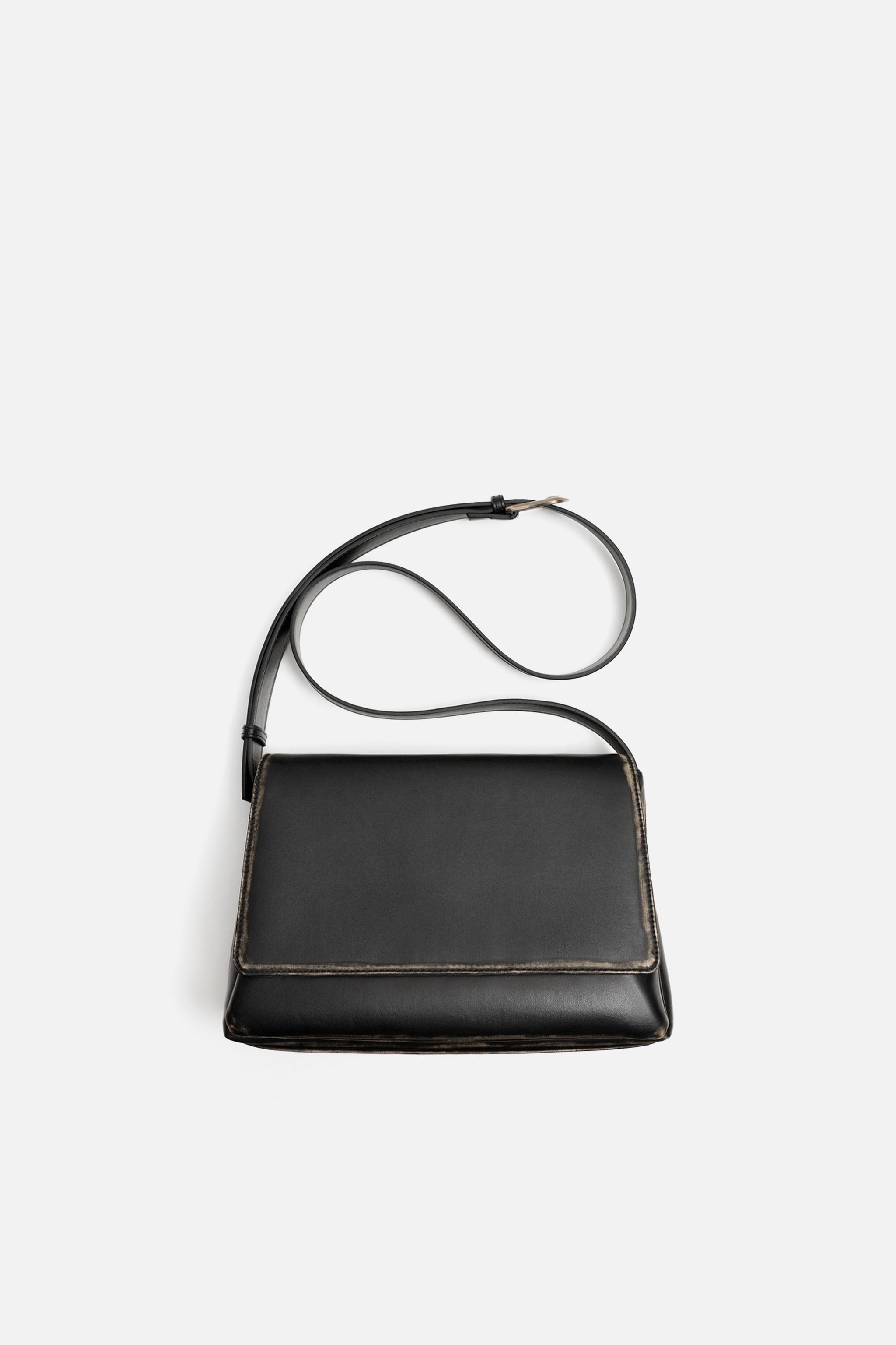 DISTRESSED EFFECT FLAP CROSSBODY BAG