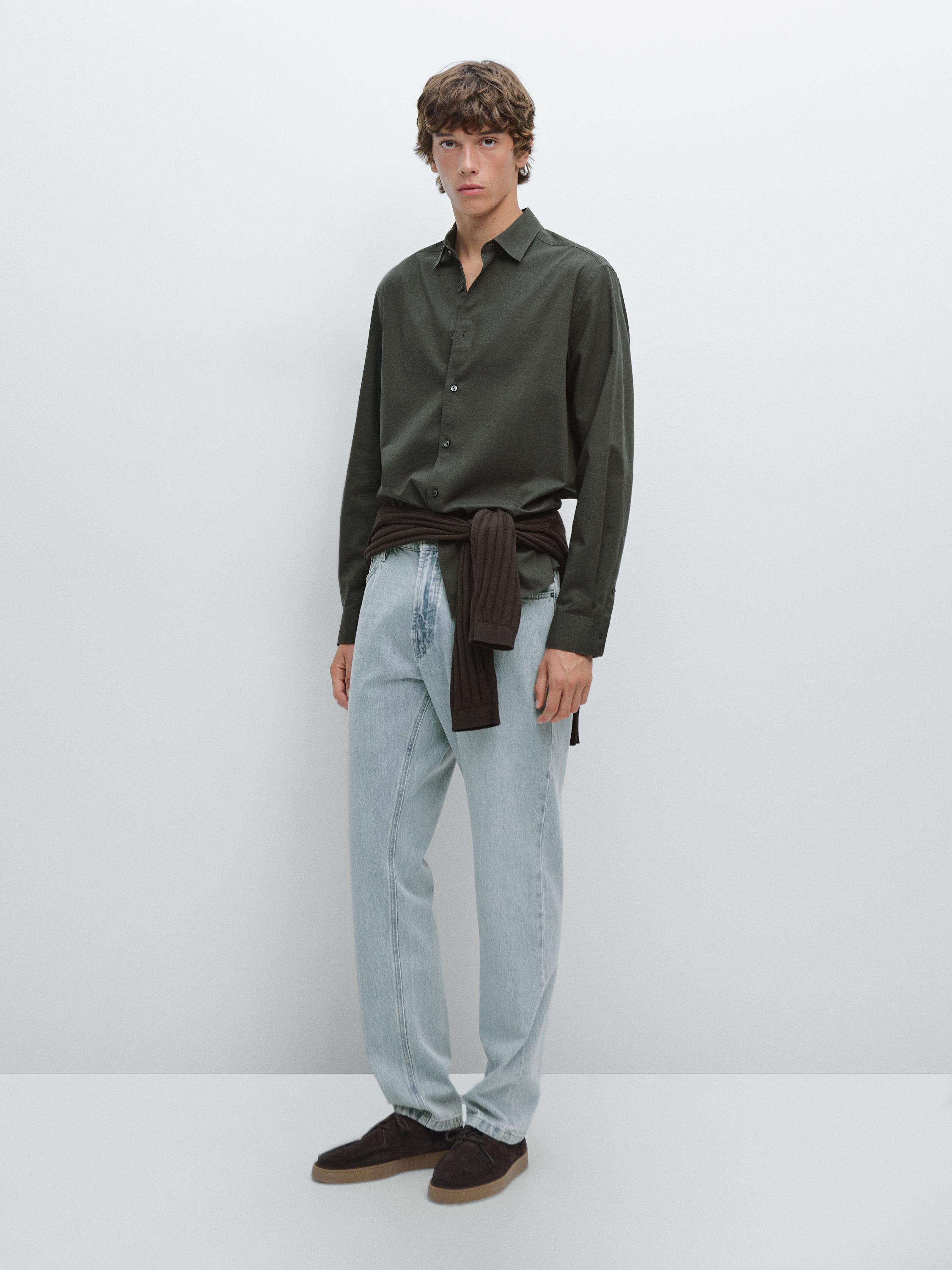 Slim fit twill melange shirt