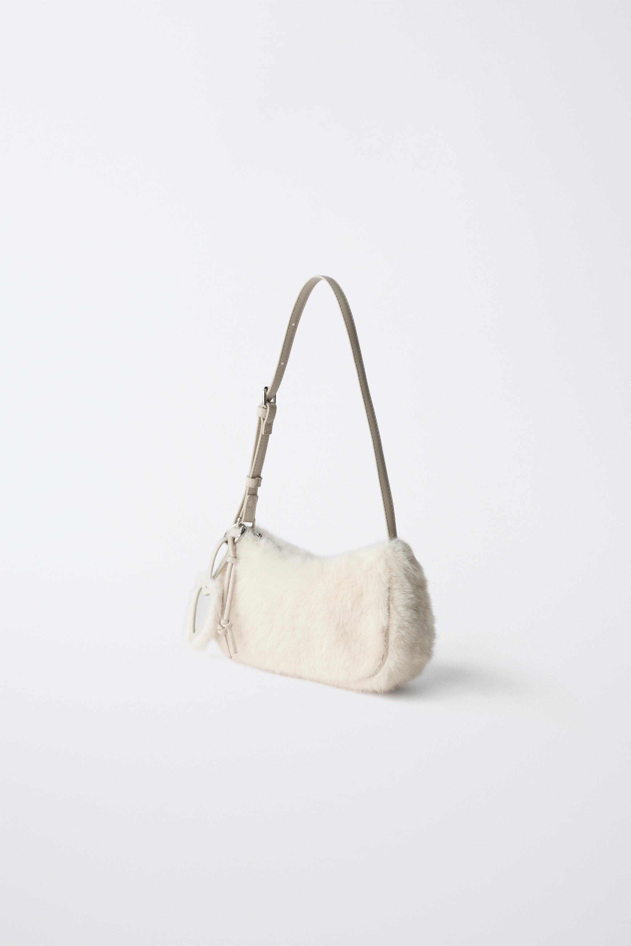 FAUX FUR SHOULDER BAG WITH CHARM
