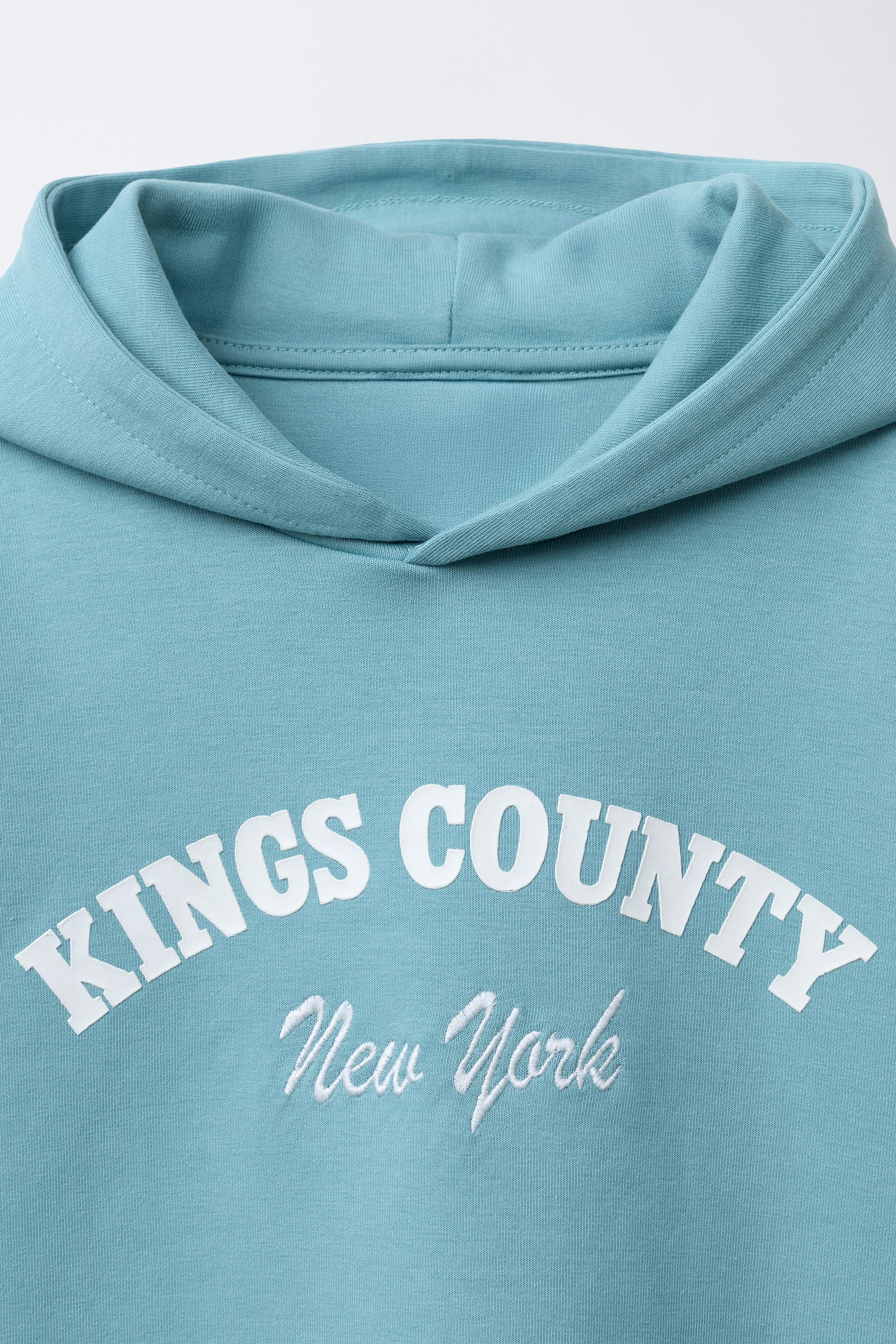 TEXT PRINT SHORT SLEEVE HOODIE