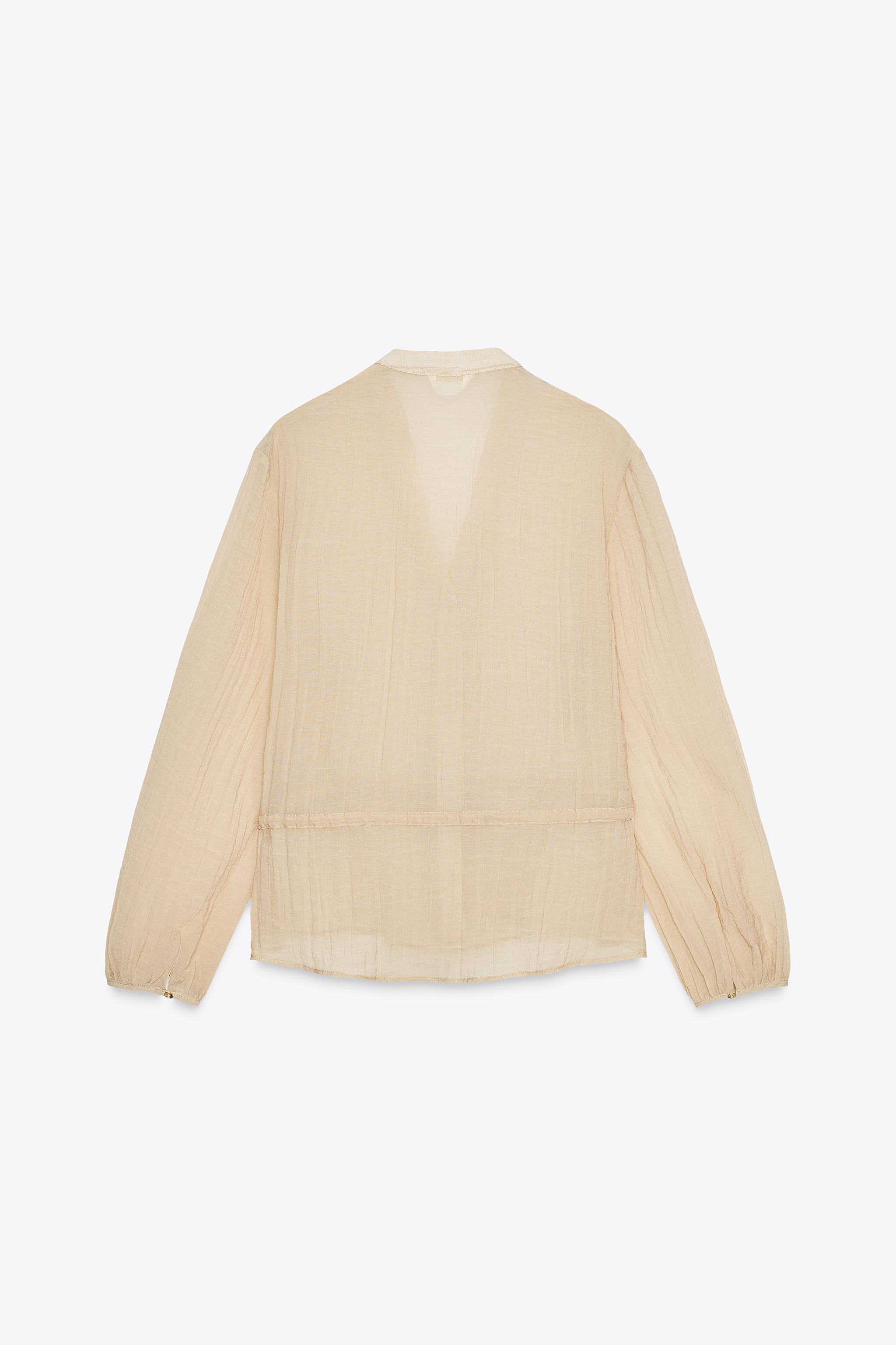 WRINKLE EFFECT SEMI-SHEER SHIRT