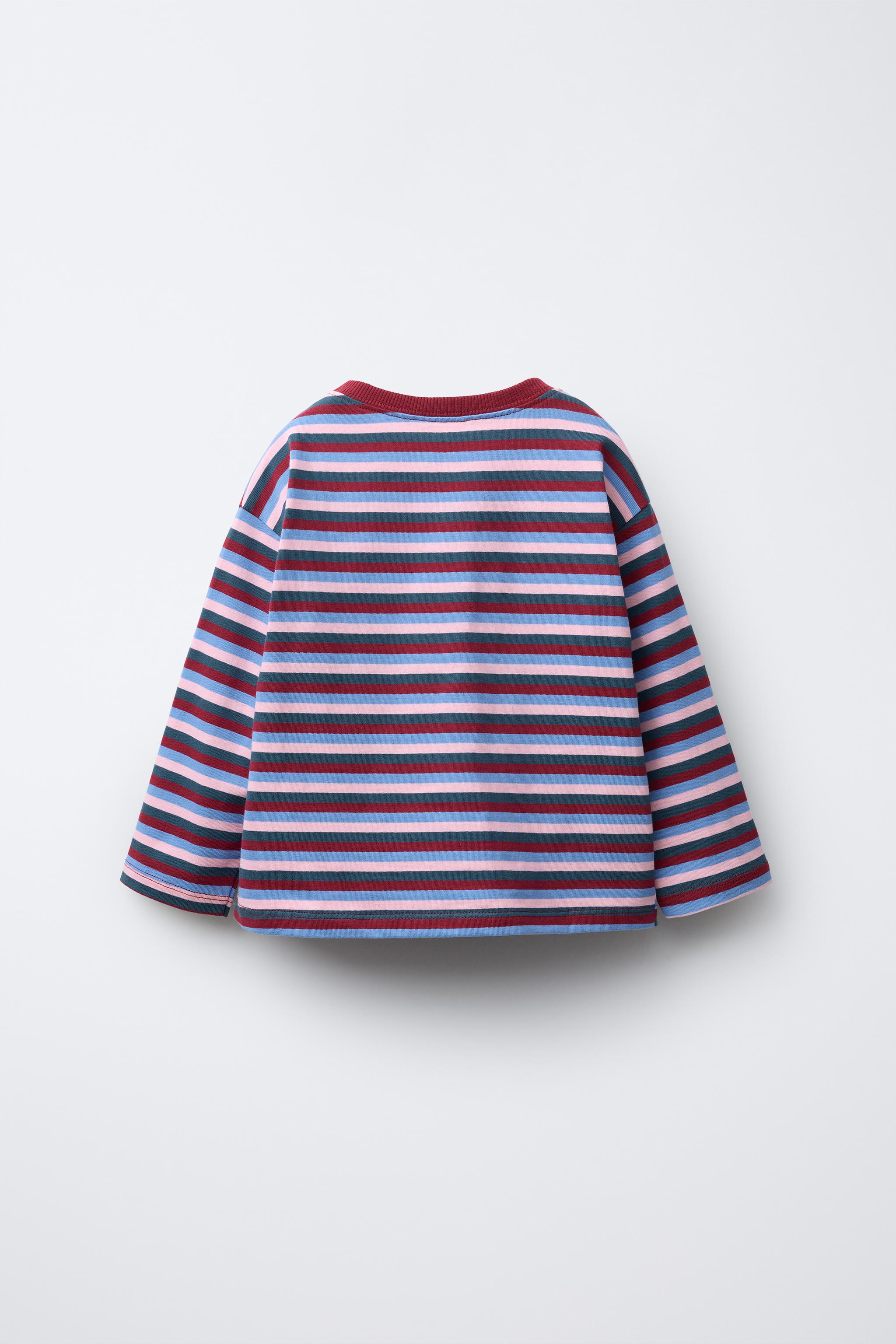 WOVEN STRIPED EMBROIDERED T-SHIRT