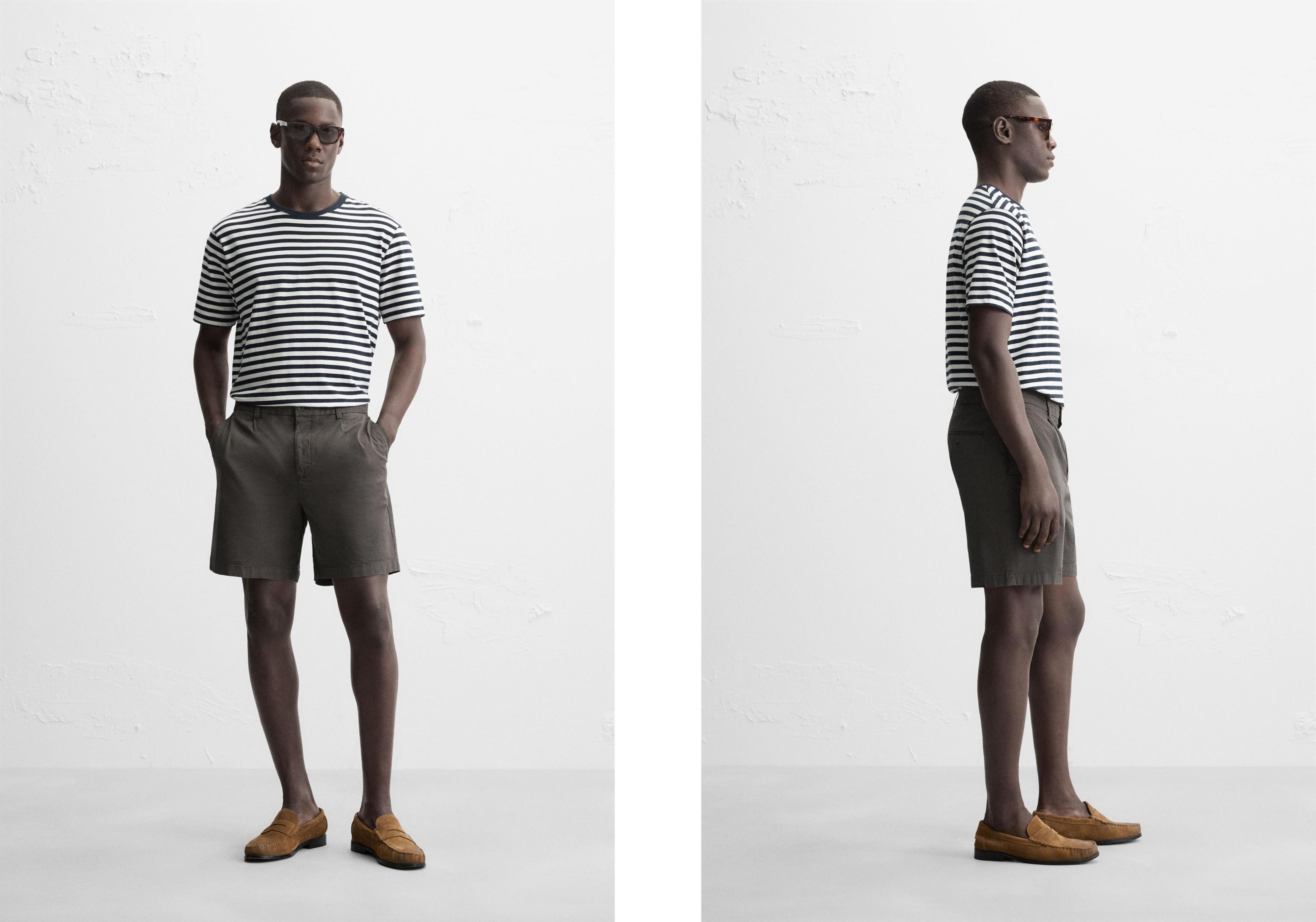 REGULAR FIT PLEATED BERMUDA SHORTS