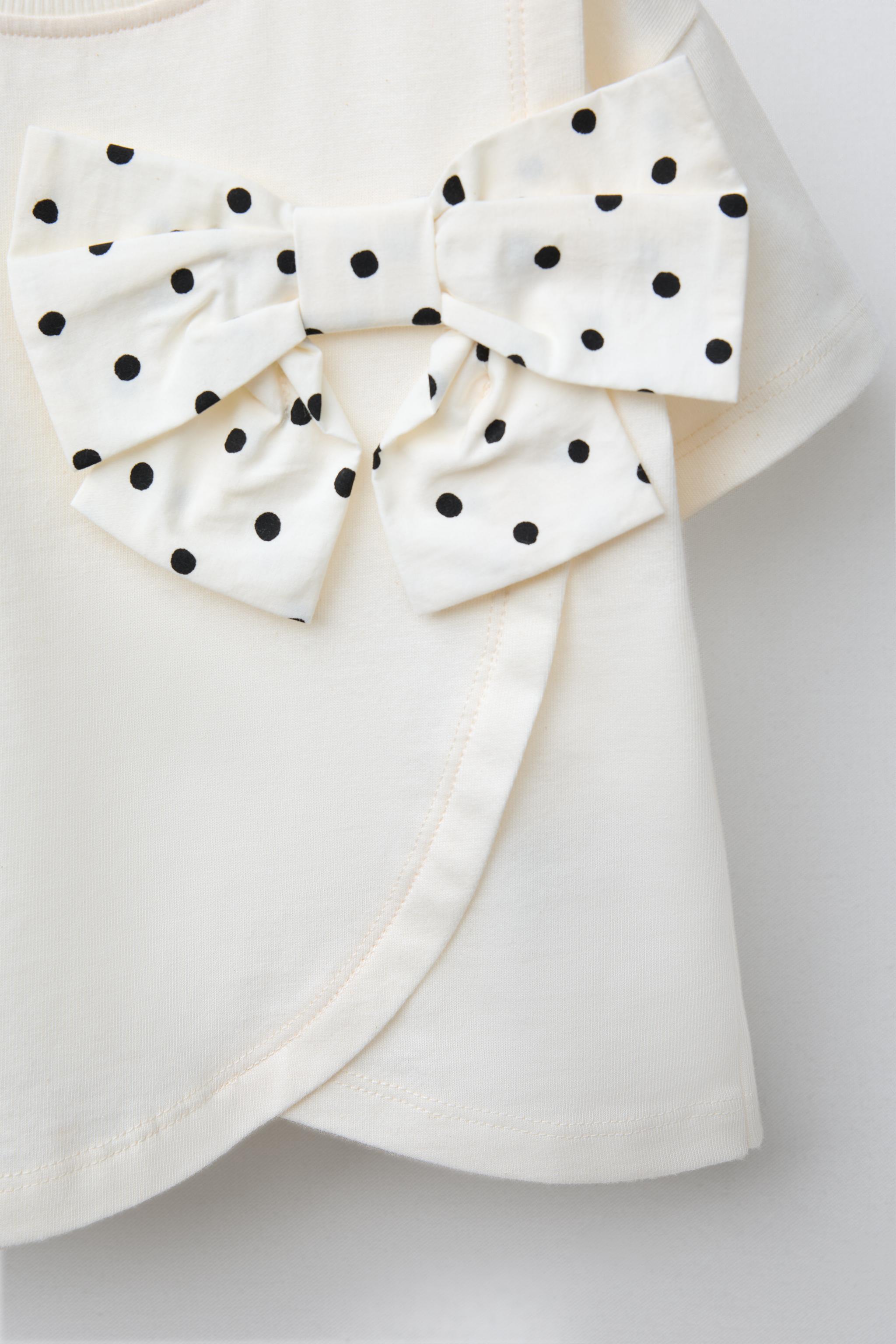 POLKA DOT COMBINATION BOW T-SHIRT