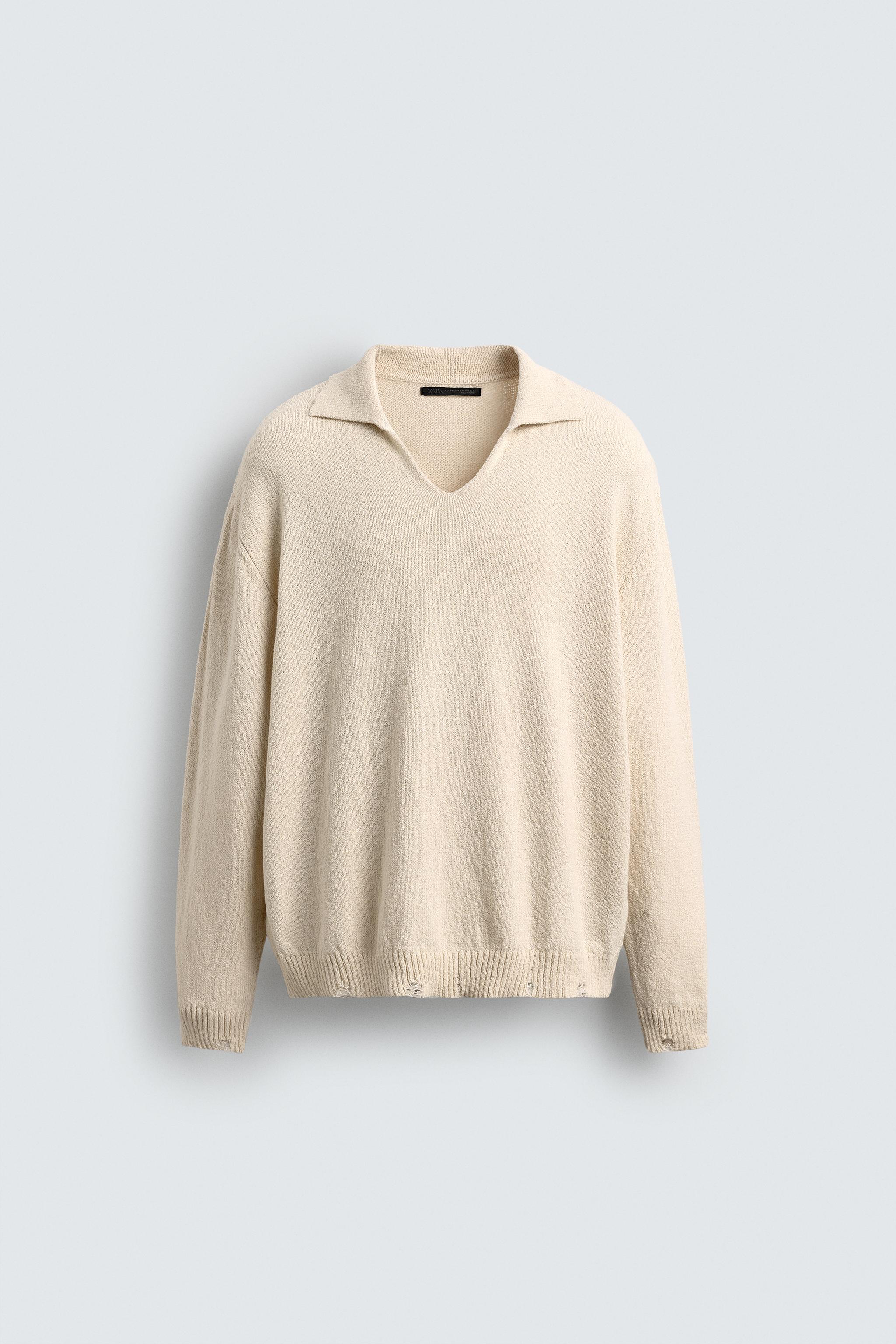 KNIT POLO SHIRT WITH DISTRESSED EFFECT