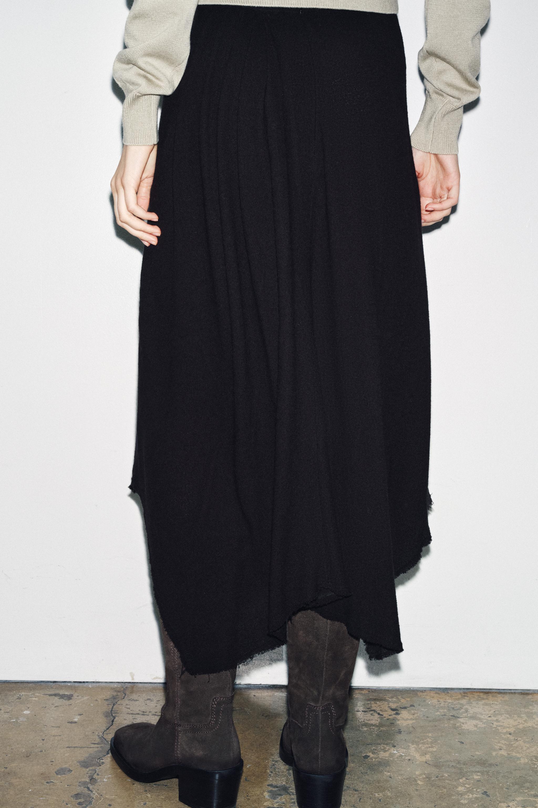 ZW COLLECTION ASYMMETRIC MIDI SKIRT