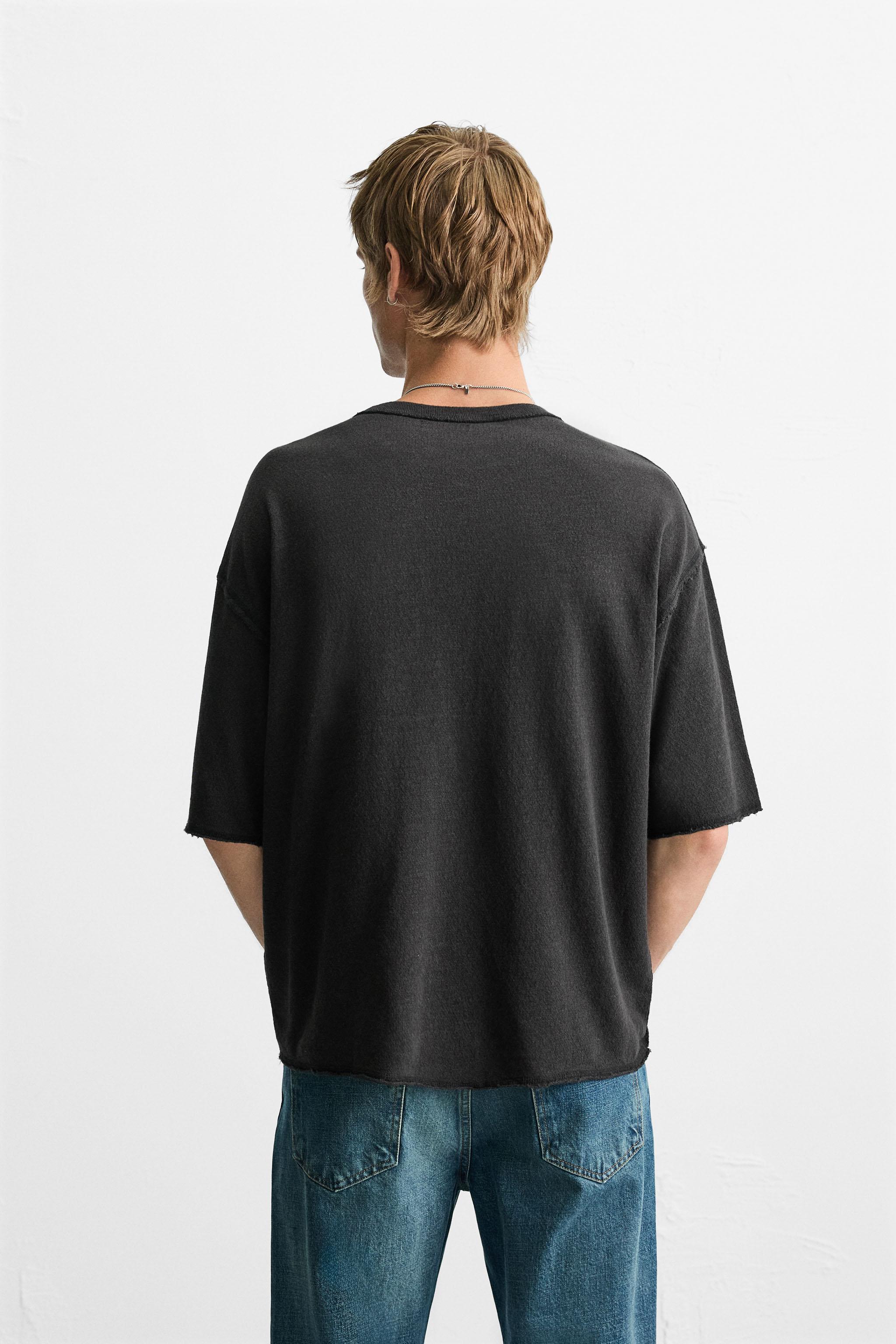 WASHED PRINT KNIT T-SHIRT