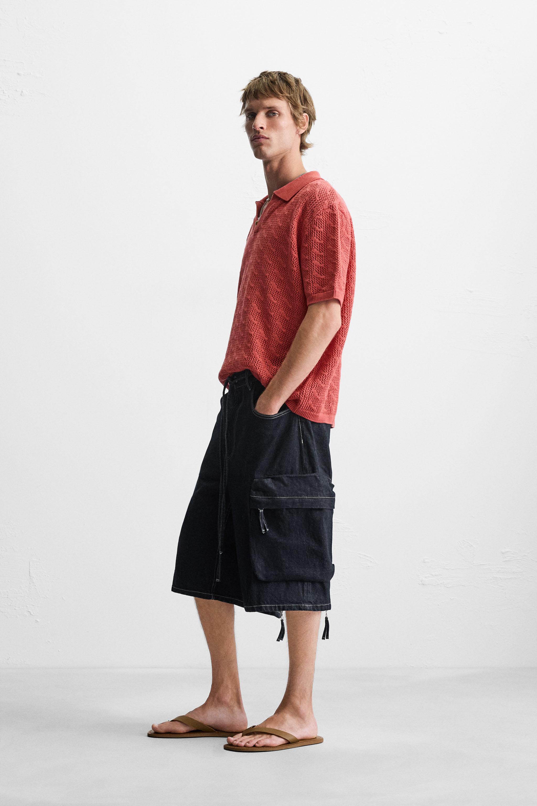WIDE FIT DENIM CARGO SHORTS