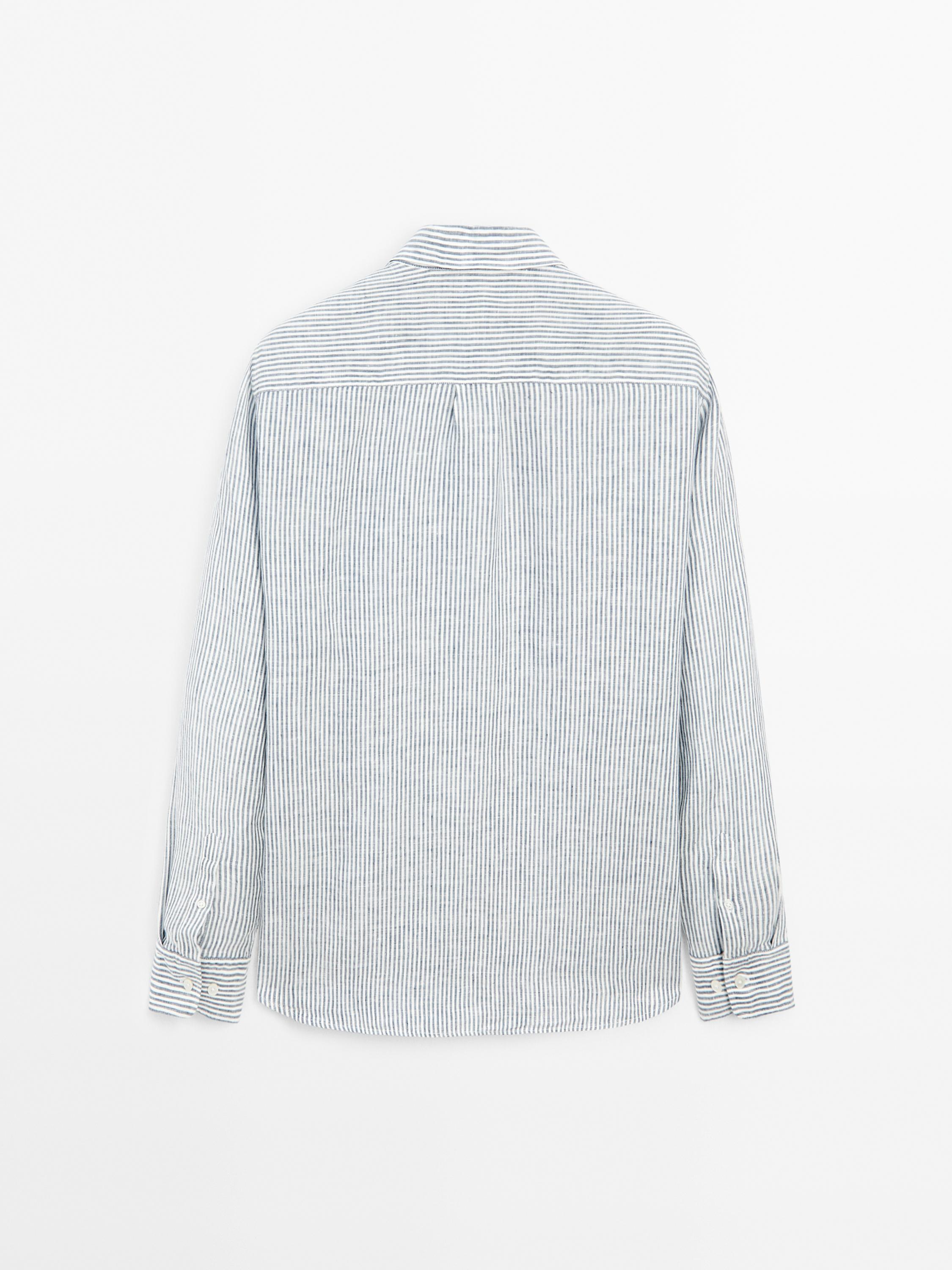 Regular fit striped linen shirt