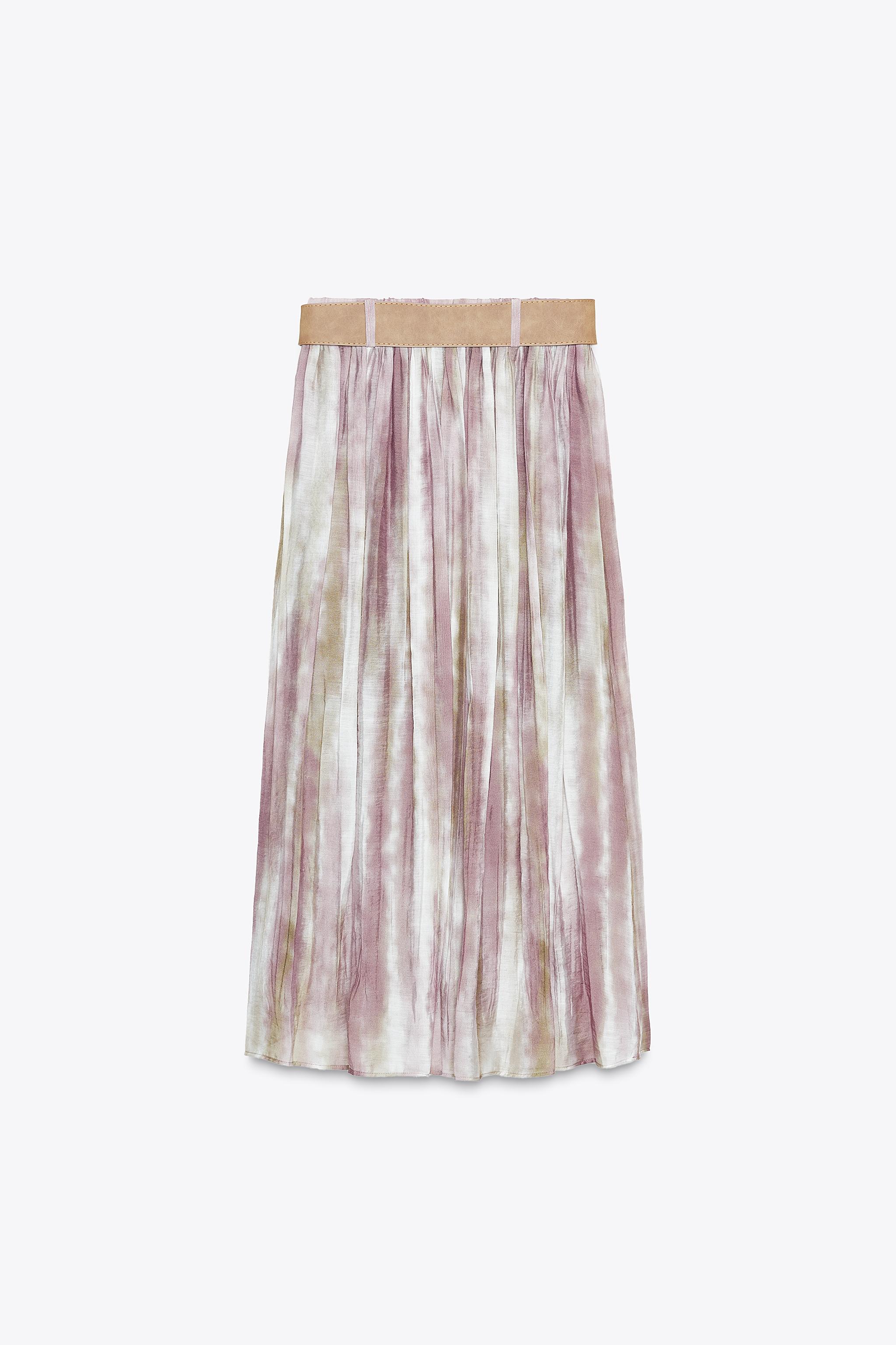 PRINTED MIDI SKIRT WITH BELT