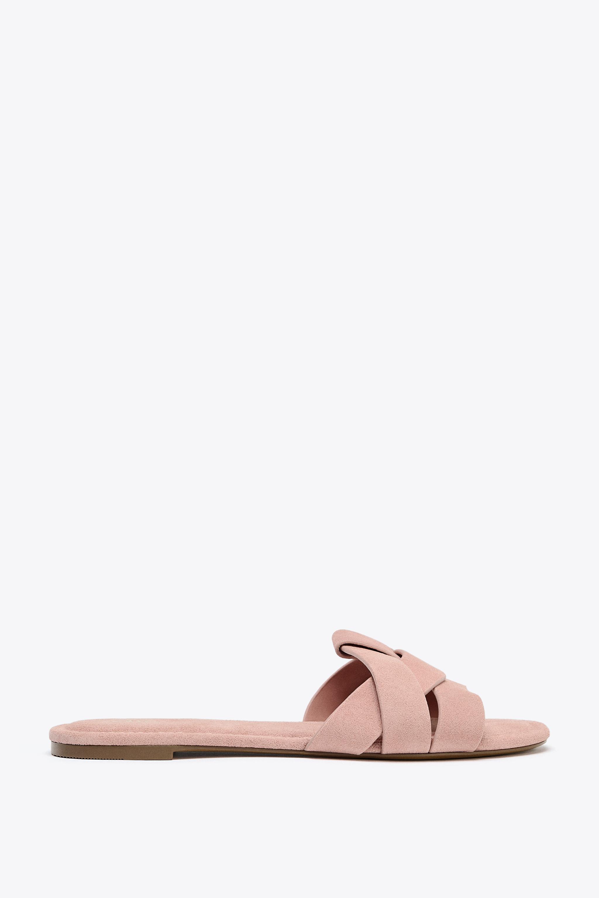 CROSSOVER LEATHER FLAT SANDALS