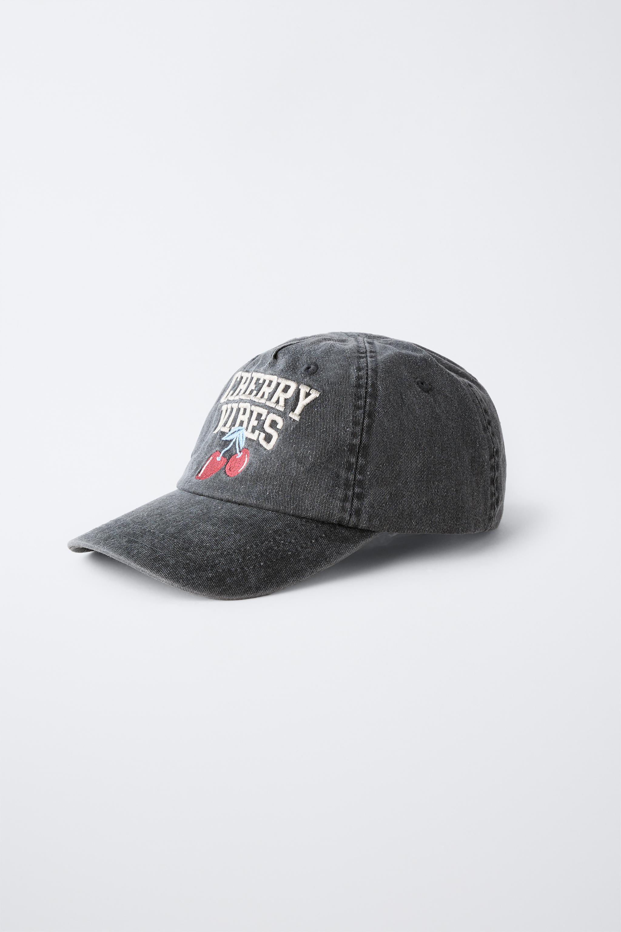 3-14 YEARS/ WASHED EFFECT CAP WITH CHERRY EMBROIDERY