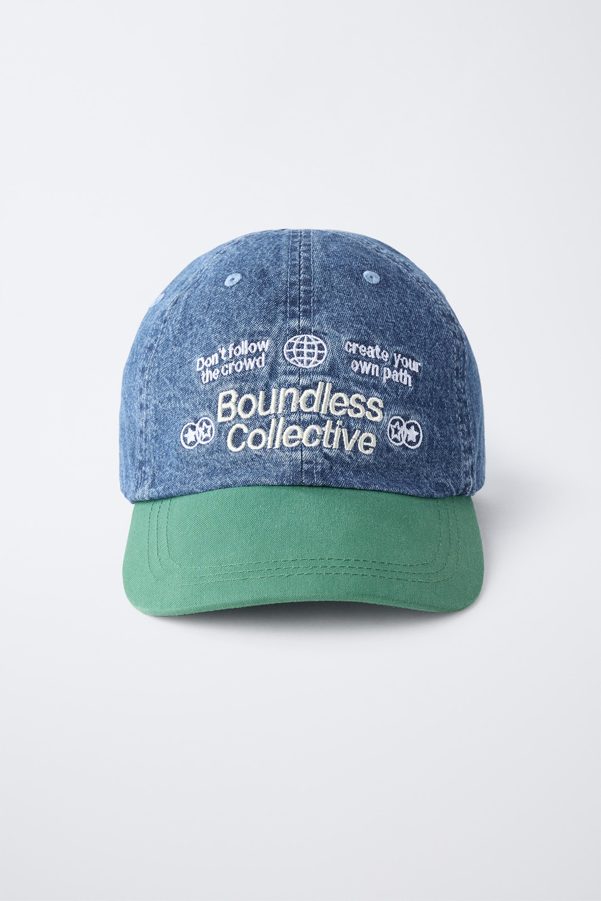 EMBROIDERED TEXT DENIM CAP